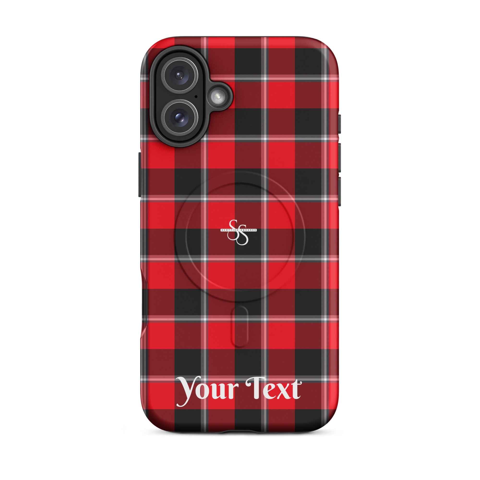 Personalized Red Ribbon and Heavy Metal Plaid iPhone MagSafe Phone Case - Scottish Squares