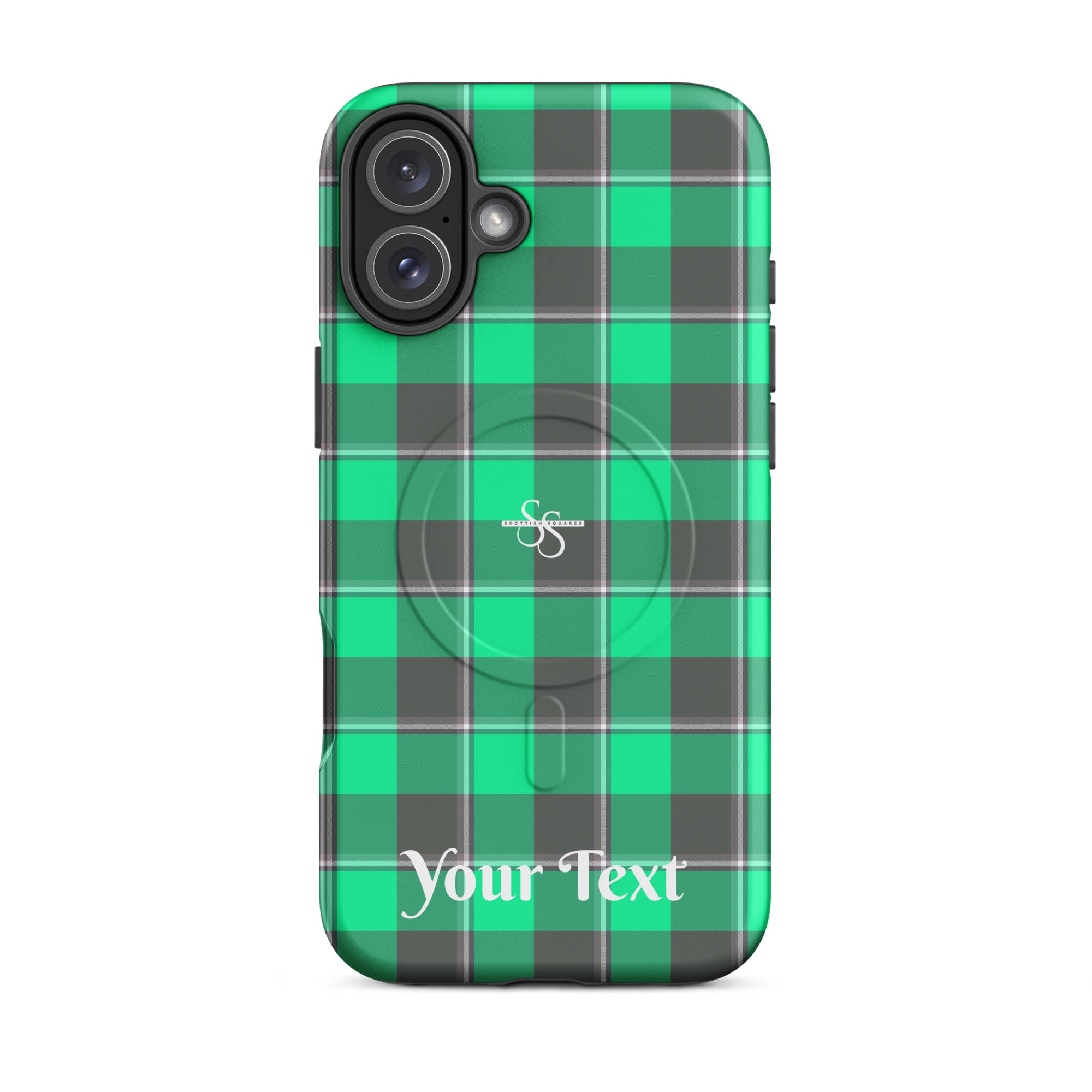Personalized Spring Green and Finlandia Plaid iPhone MagSafe Tough Case - Scottish Squares