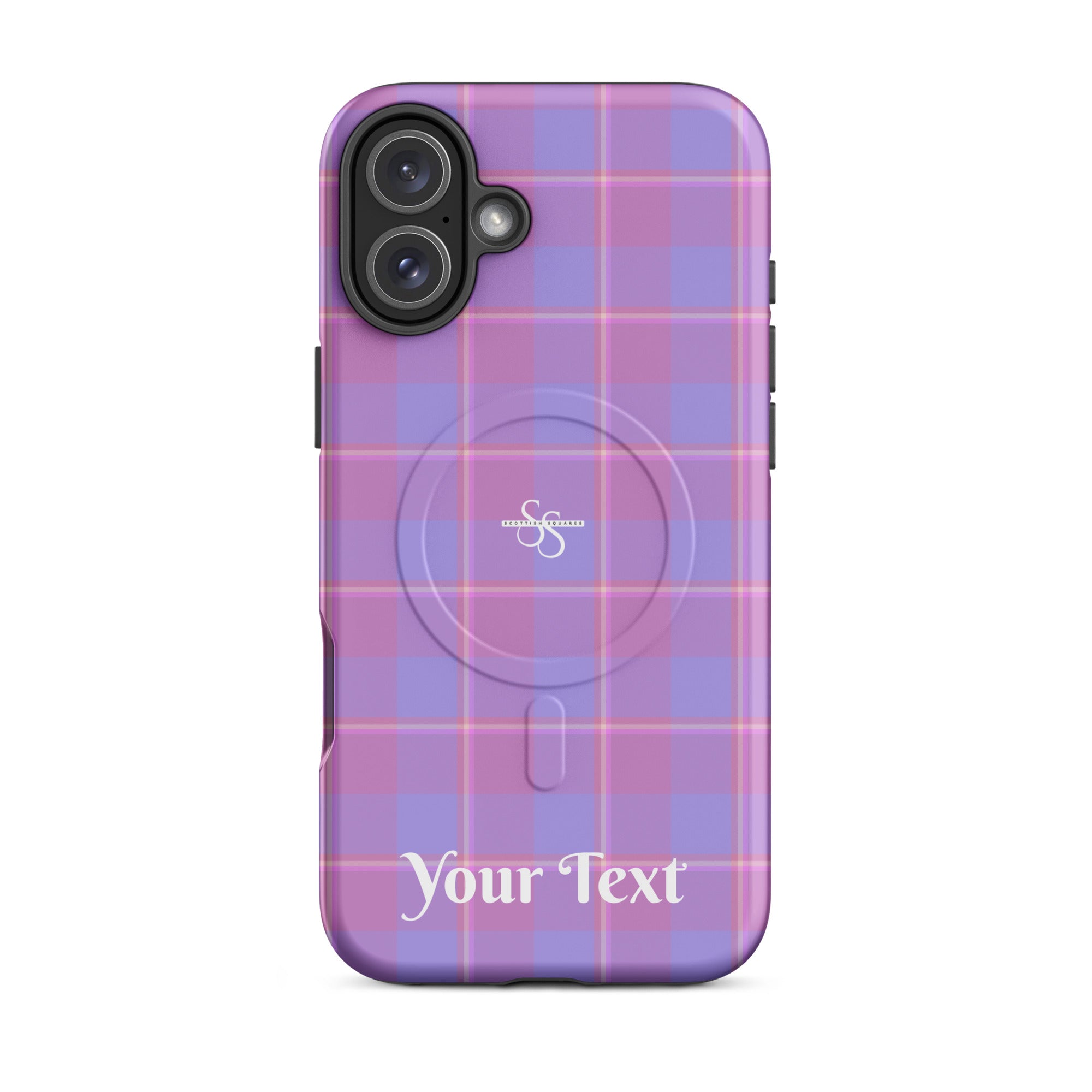 Personalized Viola and Dull Lavender Plaid iPhone MagSafe Tough Case - Scottish Squares