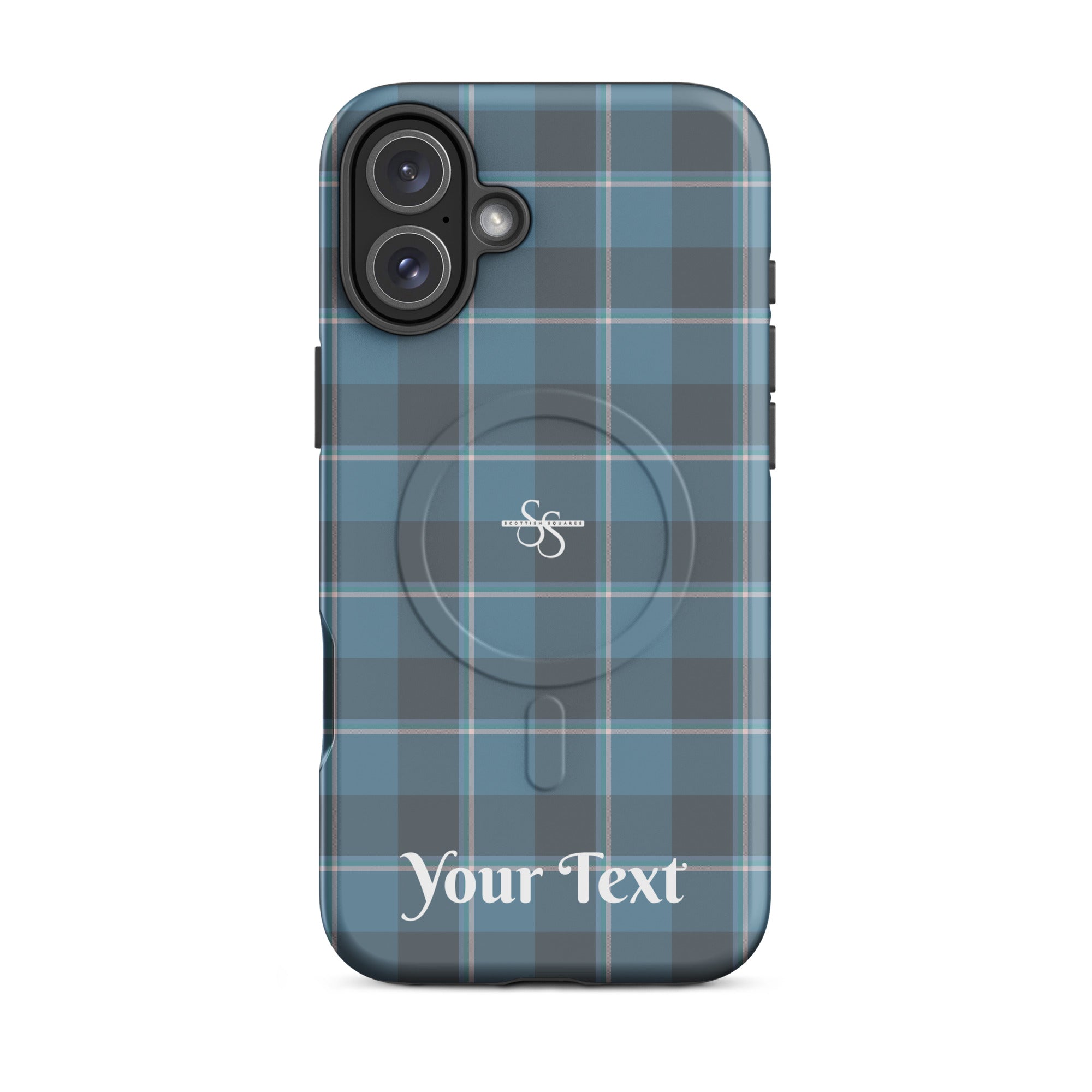 Personalized Hoki and Shuttle Gray Plaid iPhone MagSafe Tough Case - Scottish Squares