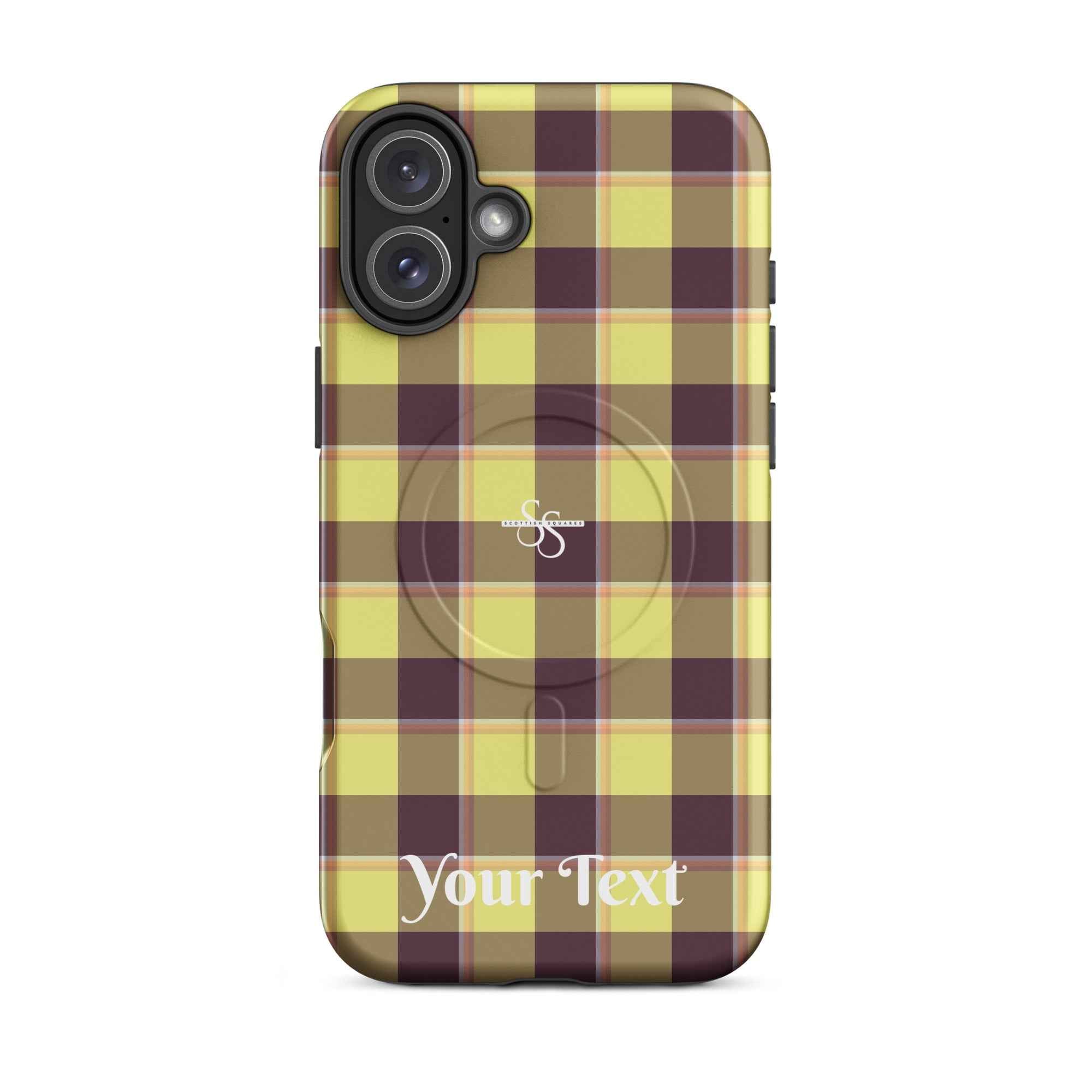 Personalized Flax and Livid Brown Plaid iPhone MagSafe Tough Case - Scottish Squares