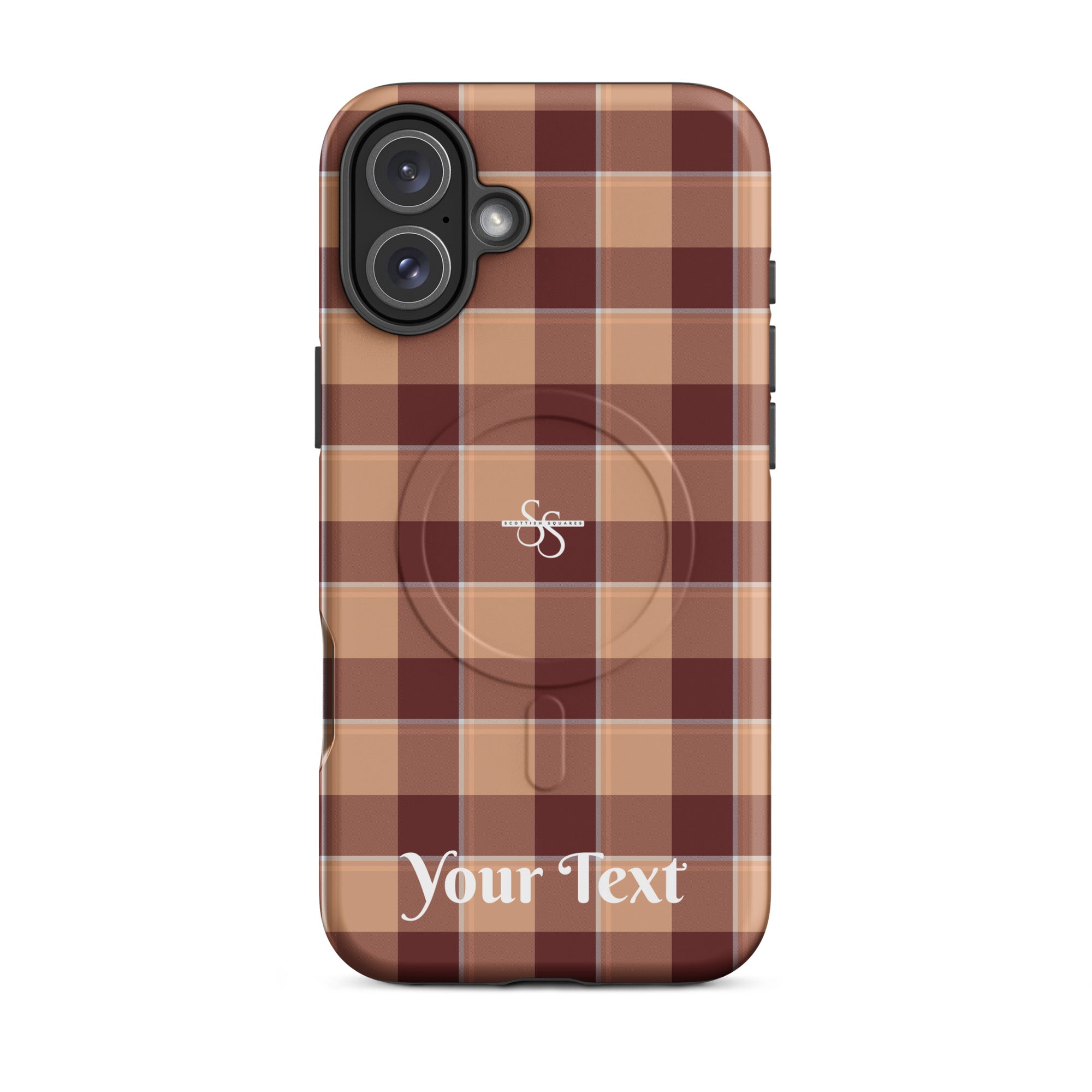 Personalized Whiskey and Livid Brown Plaid iPhone MagSafe Tough Case - Scottish Squares
