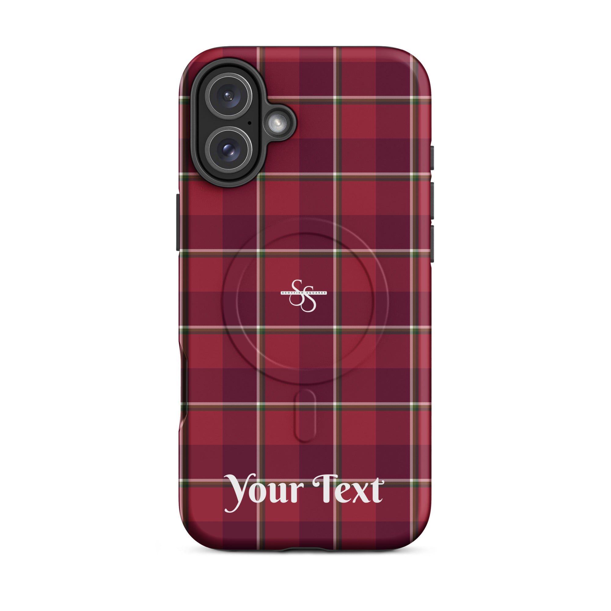 Personalized Old Brick and Cab Sav Plaid iPhone MagSafe Tough Case - Scottish Squares