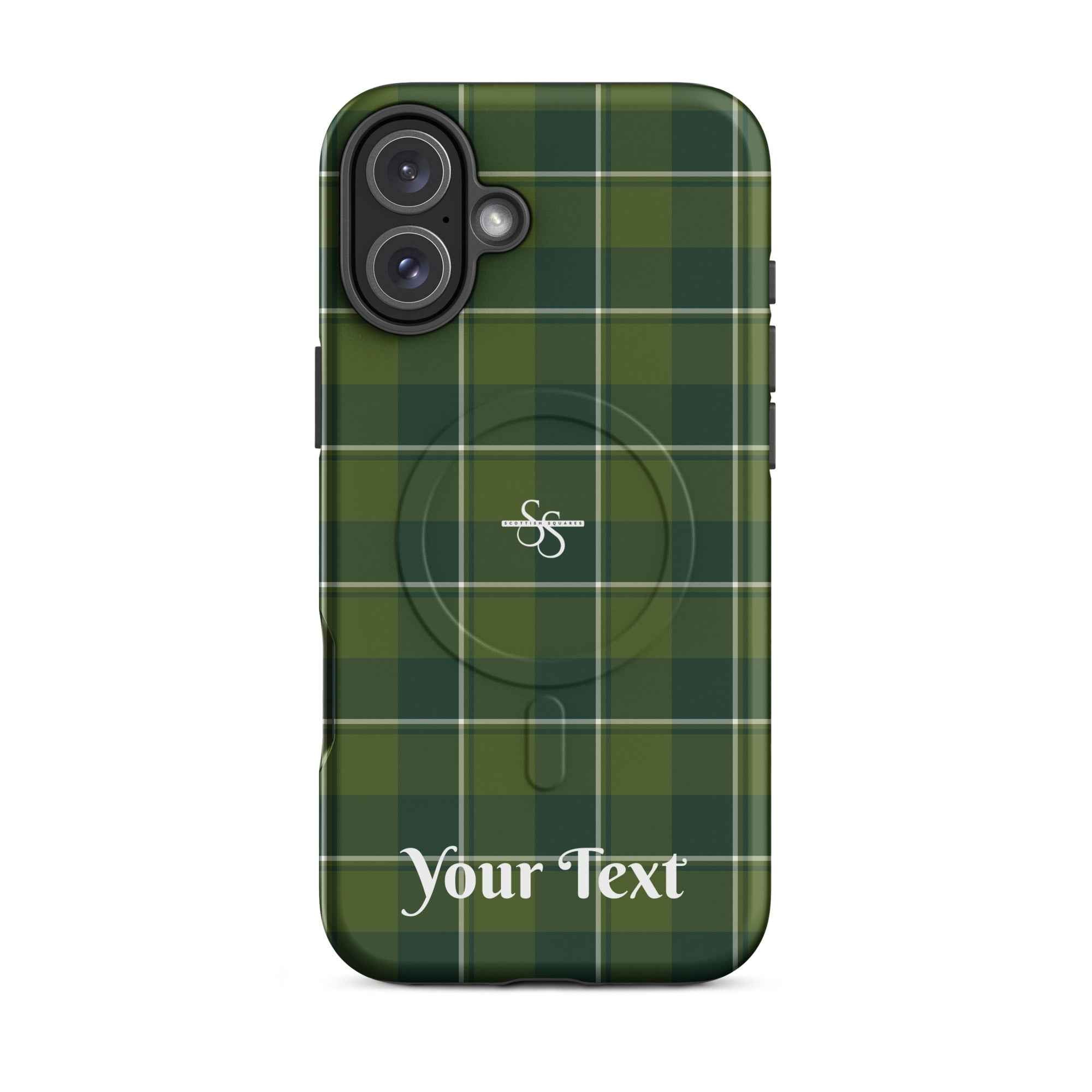 Personalized Woodland and Evergreen Plaid iPhone MagSafe Tough Case - Scottish Squares