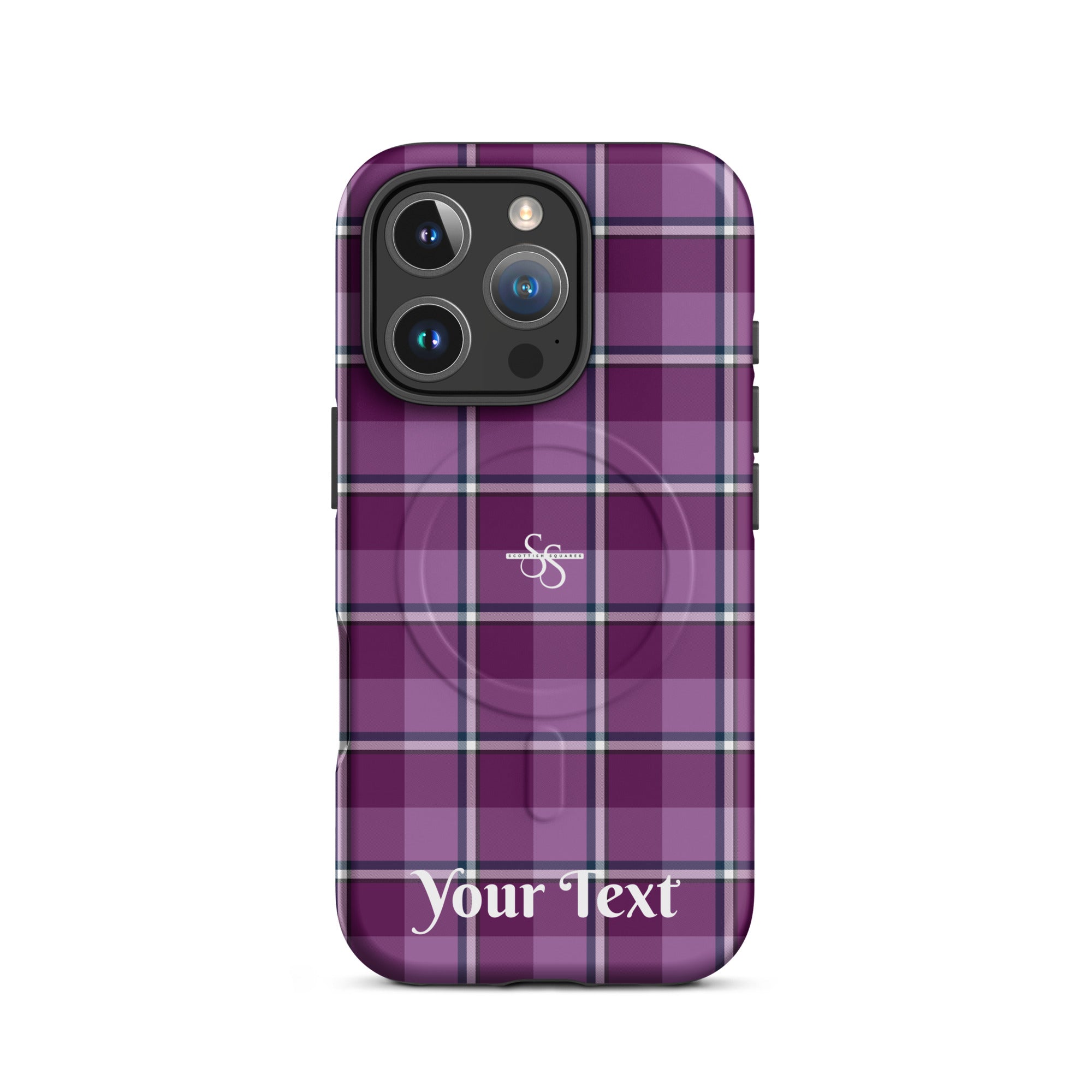 Personalized Purple and Trendy Pink Plaid iPhone MagSafe Tough Case - Scottish Squares