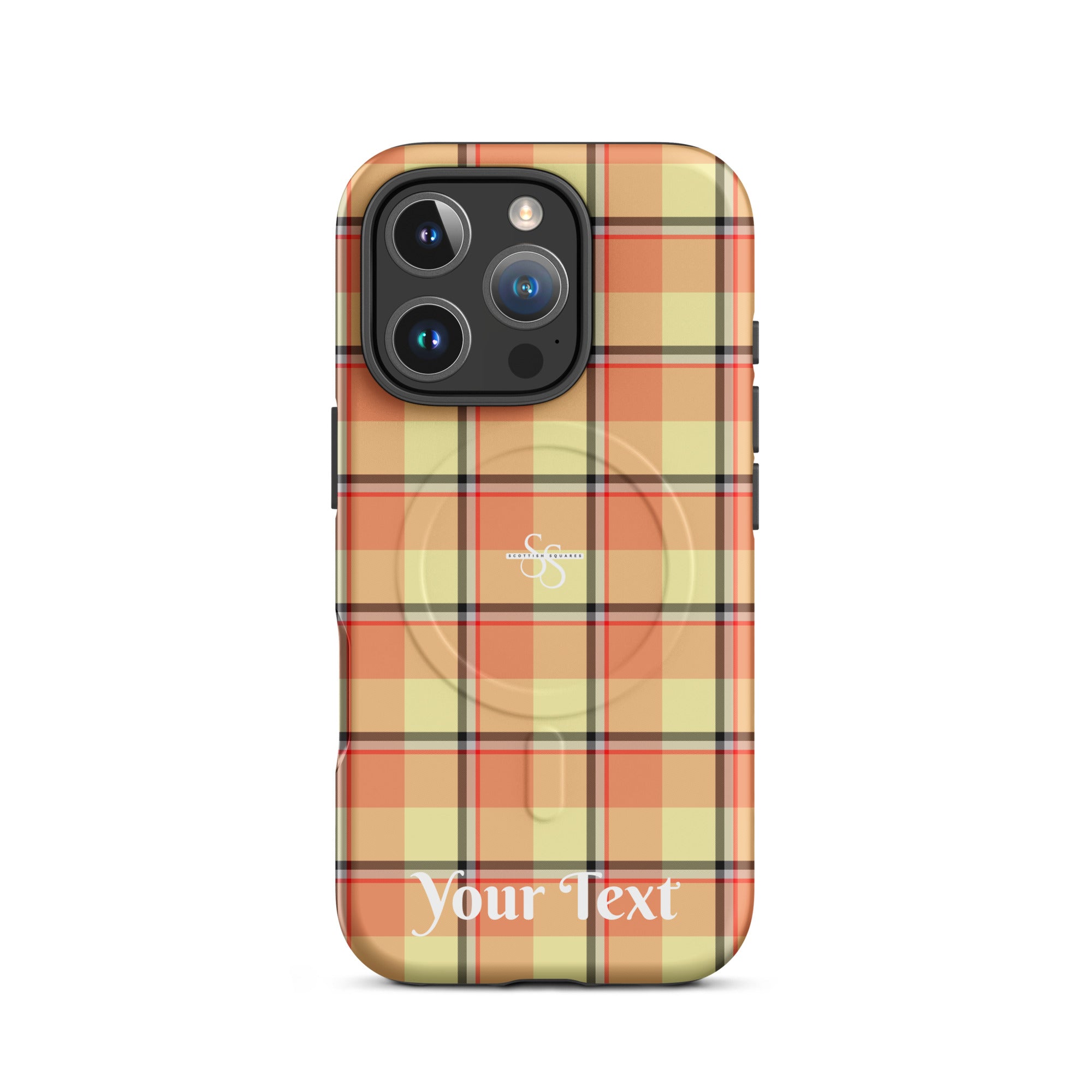 Personalized Claystone and Morning Mist Plaid iPhone MagSafe Tough Case - Scottish Squares