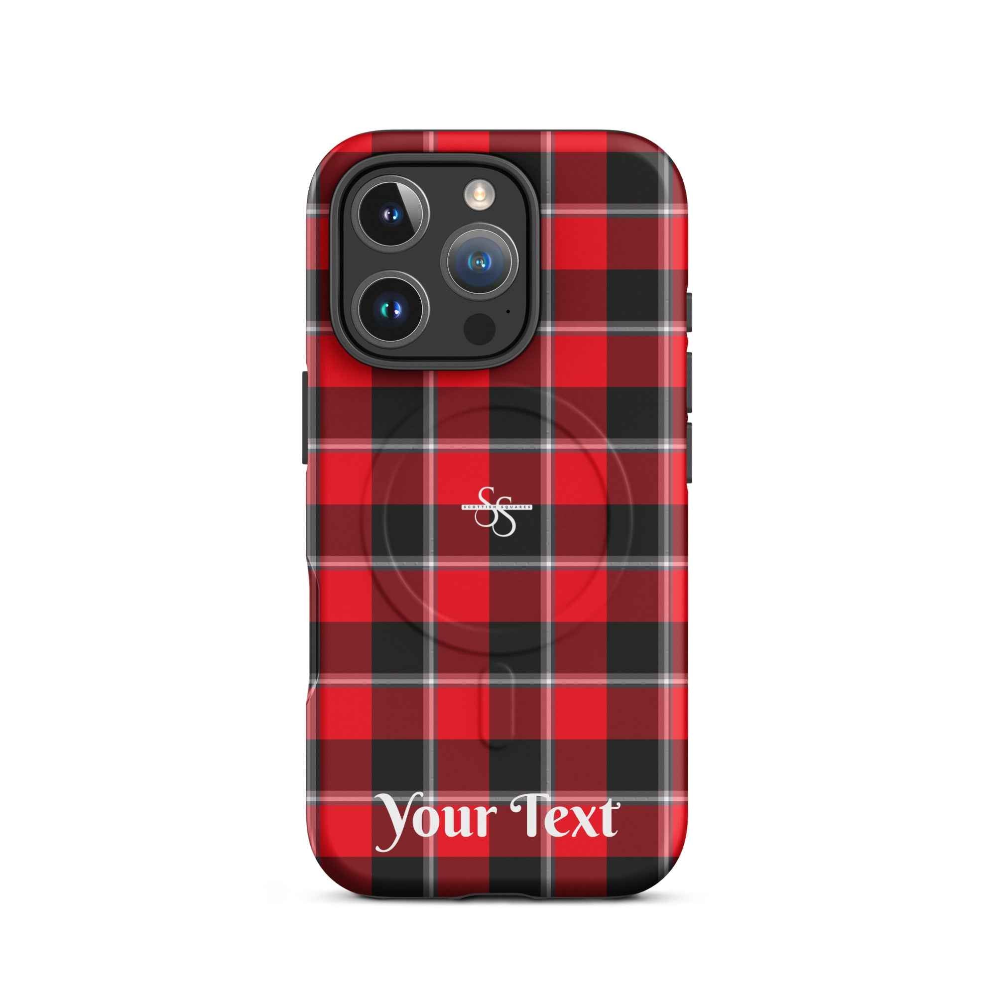 Personalized Red Ribbon and Heavy Metal Plaid iPhone MagSafe Phone Case - Scottish Squares