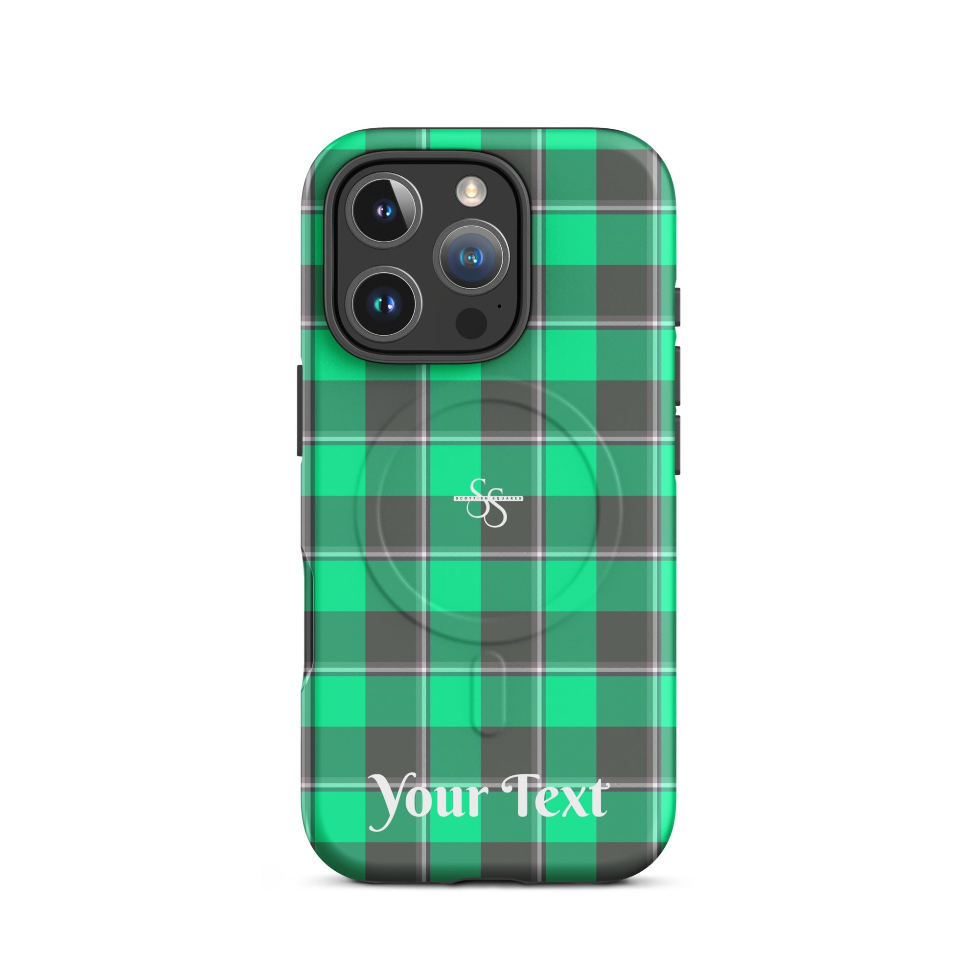 Personalized Spring Green and Finlandia Plaid iPhone MagSafe Tough Case - Scottish Squares