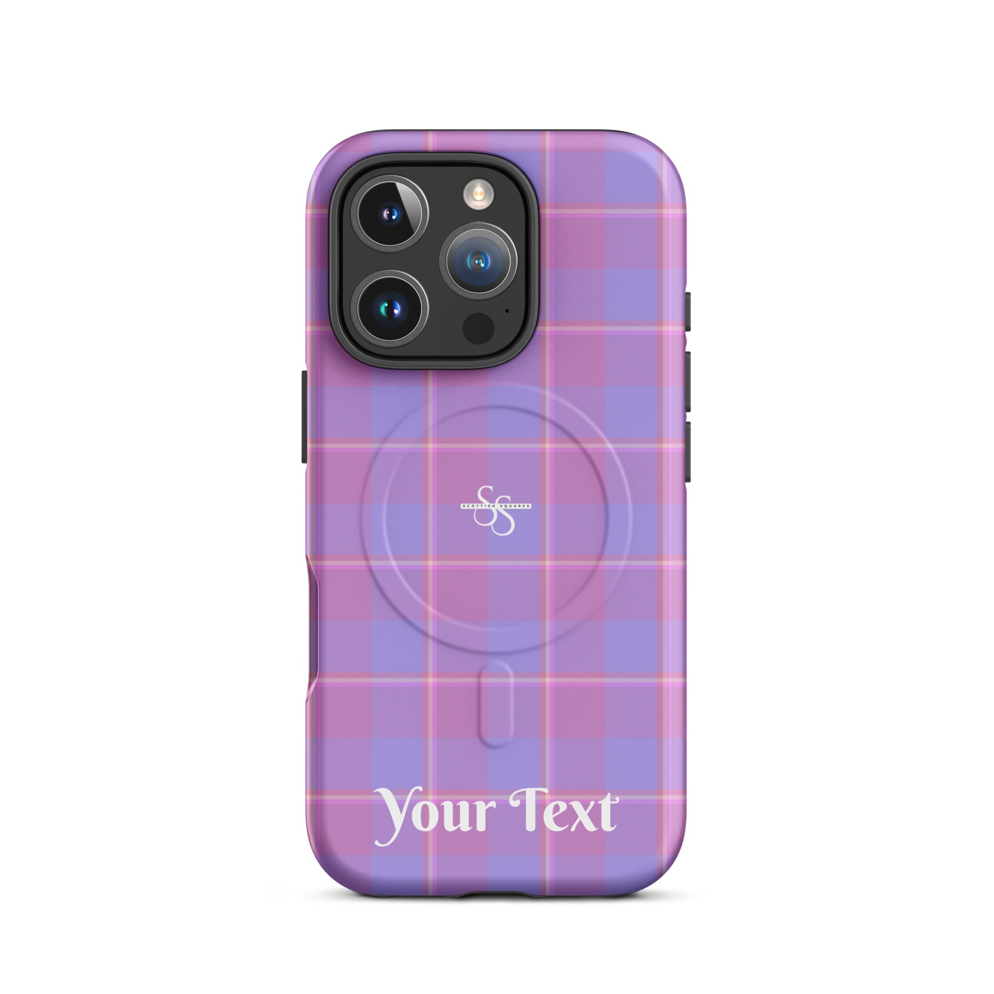 Personalized Viola and Dull Lavender Plaid iPhone MagSafe Tough Case - Scottish Squares
