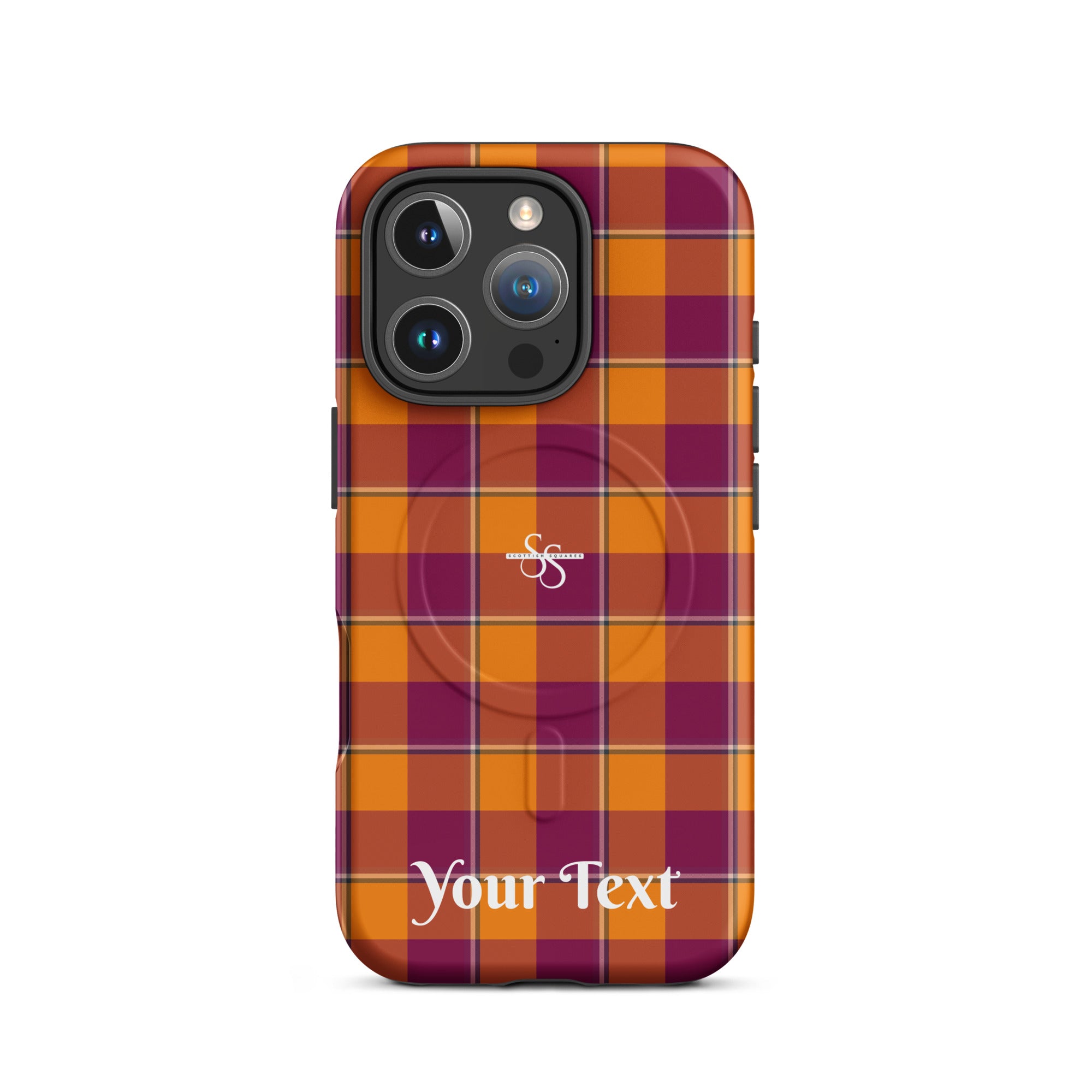 Personalized Tahiti Gold and Rose Bud Cherry Plaid iPhone MagSafe Tough Case - Scottish Squares