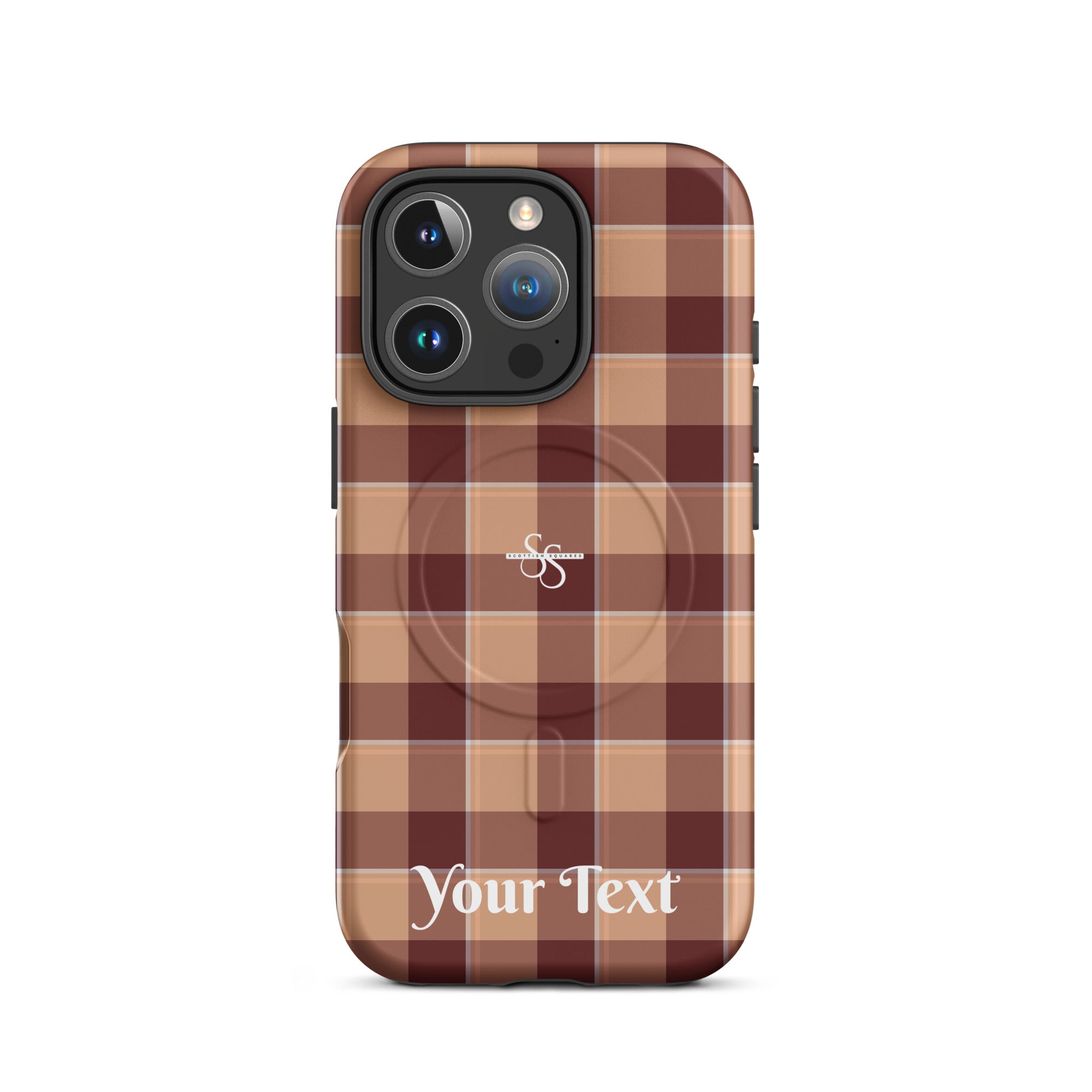 Personalized Whiskey and Livid Brown Plaid iPhone MagSafe Tough Case - Scottish Squares