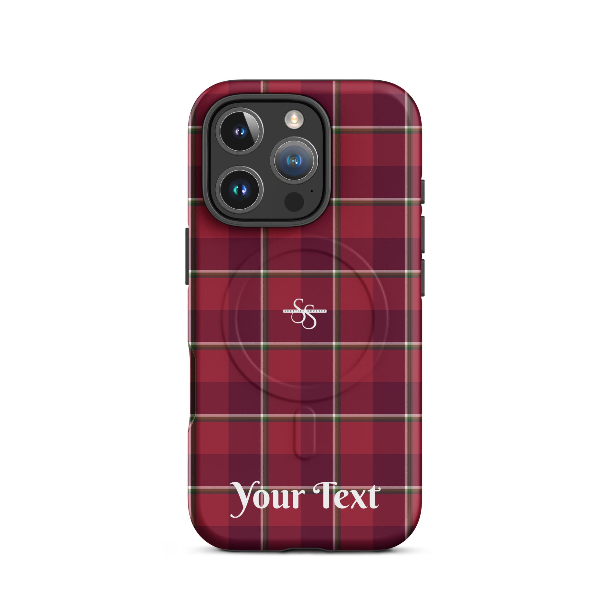 Personalized Old Brick and Cab Sav Plaid iPhone MagSafe Tough Case - Scottish Squares