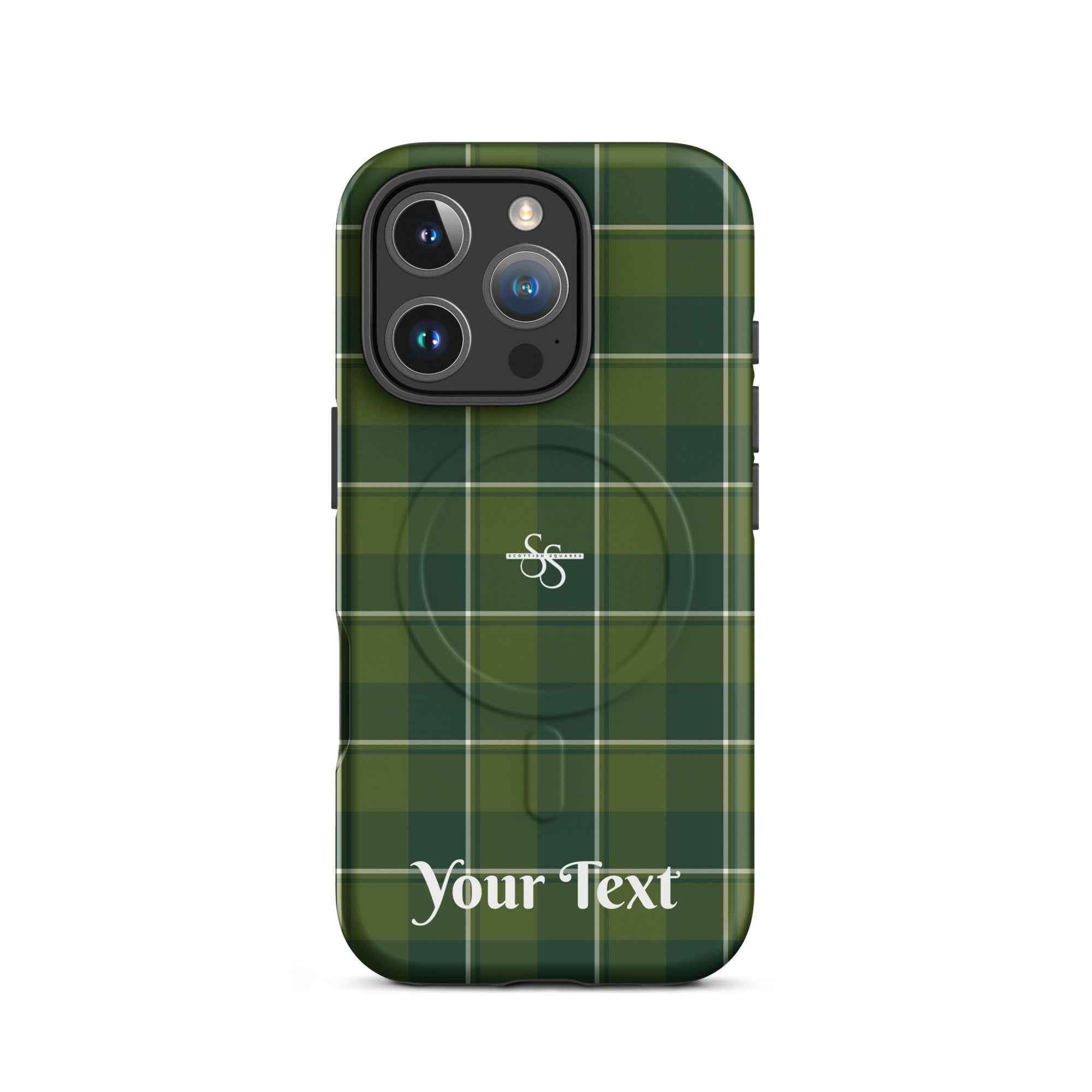Personalized Woodland and Evergreen Plaid iPhone MagSafe Tough Case - Scottish Squares