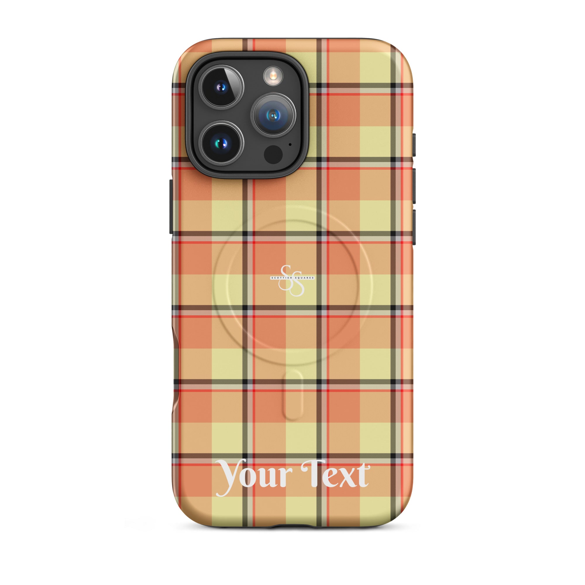 Personalized Claystone and Morning Mist Plaid iPhone MagSafe Tough Case - Scottish Squares
