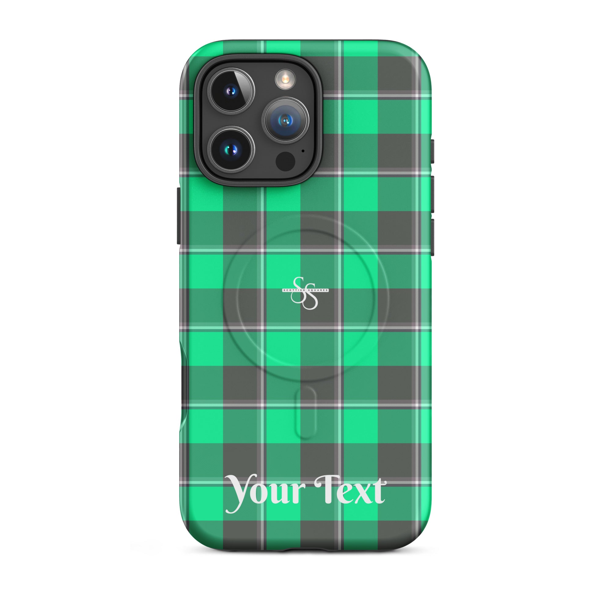 Personalized Spring Green and Finlandia Plaid iPhone MagSafe Tough Case - Scottish Squares