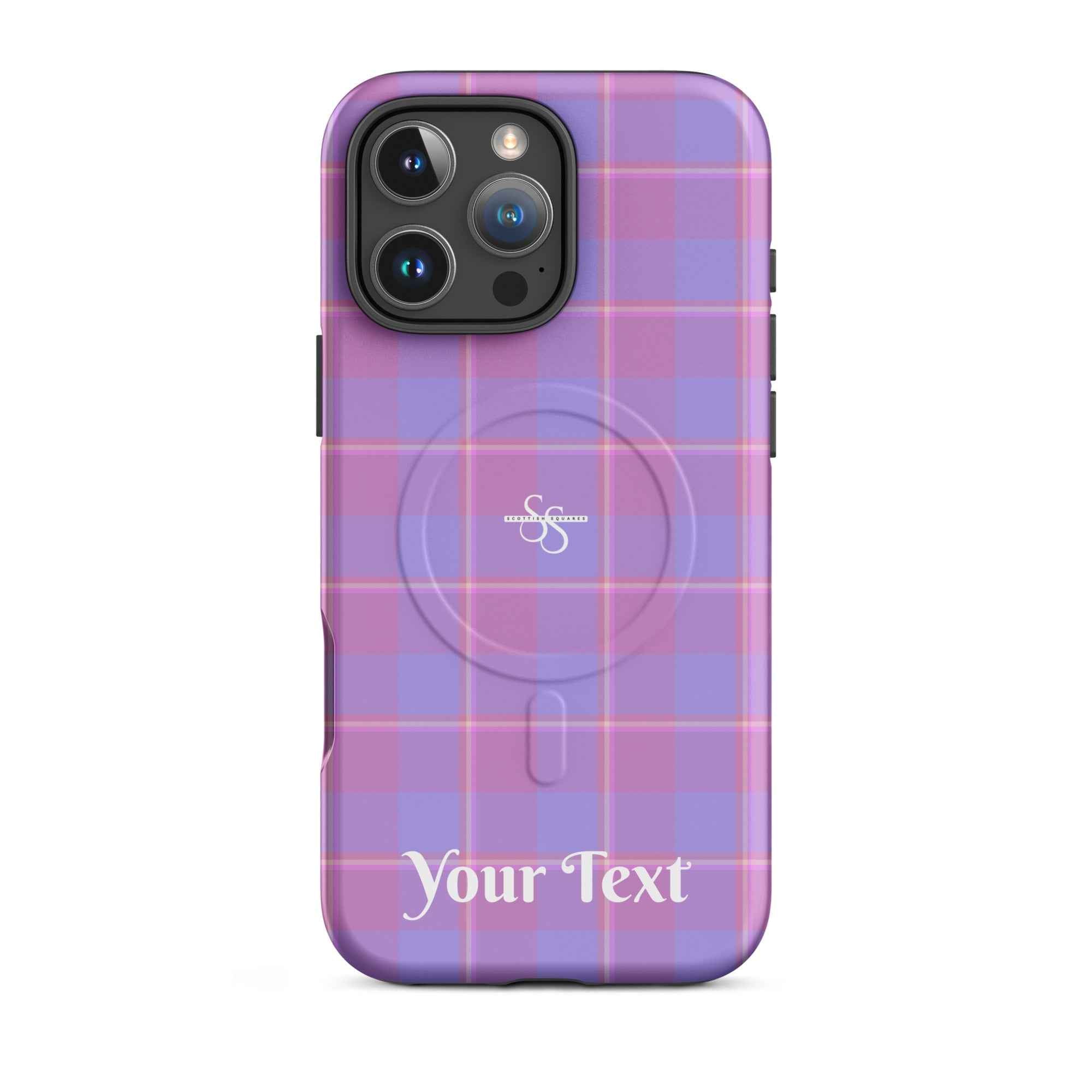 Personalized Viola and Dull Lavender Plaid iPhone MagSafe Tough Case - Scottish Squares