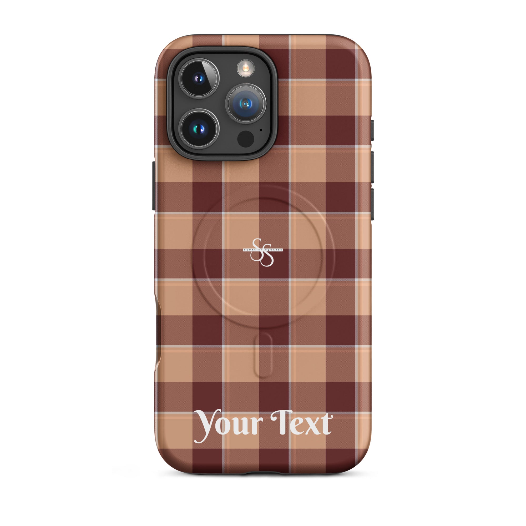Personalized Whiskey and Livid Brown Plaid iPhone MagSafe Tough Case - Scottish Squares