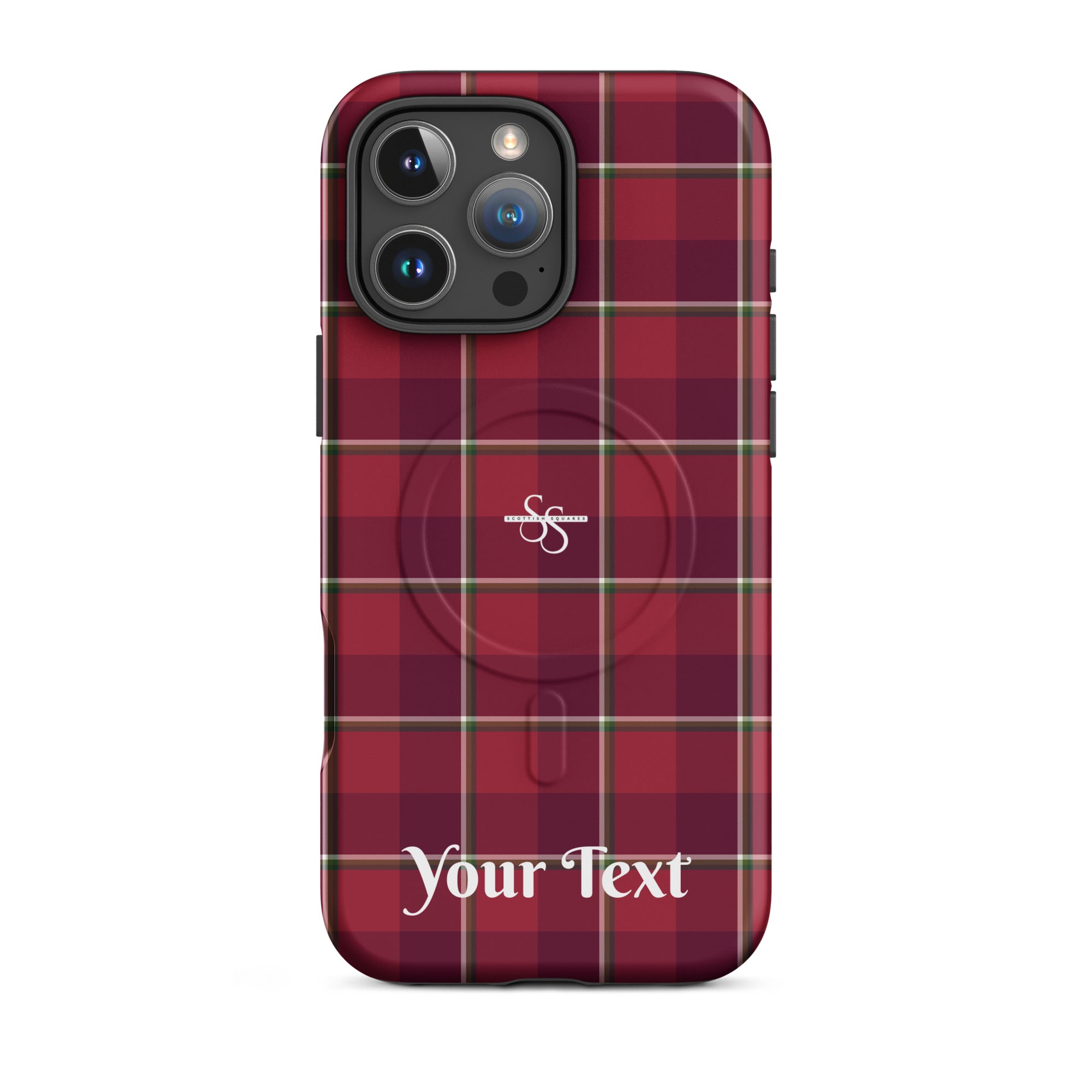 Personalized Old Brick and Cab Sav Plaid iPhone MagSafe Tough Case - Scottish Squares