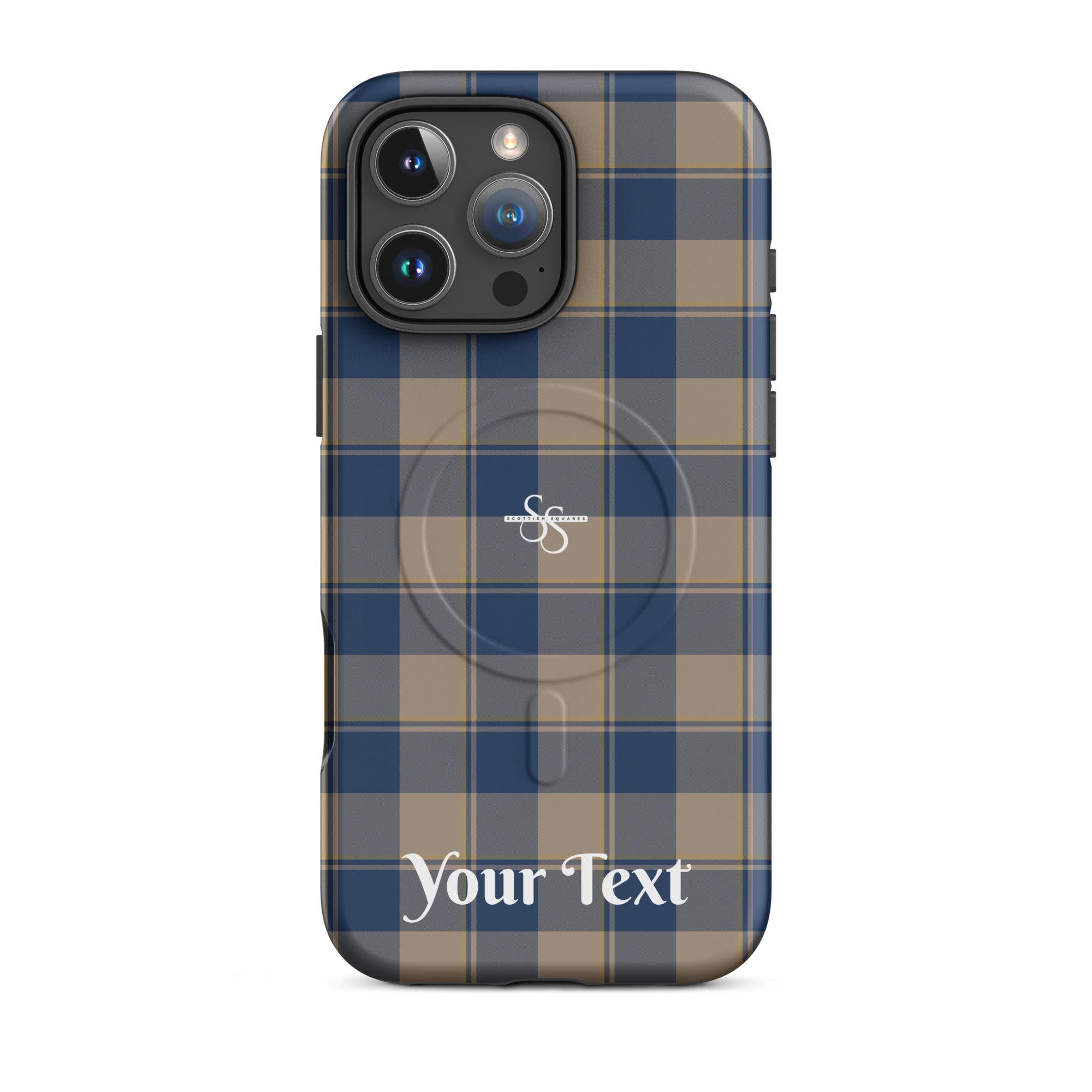 Personalized Cello and Donkey Brown Plaid iPhone MagSafe Tough Case - Scottish Squares