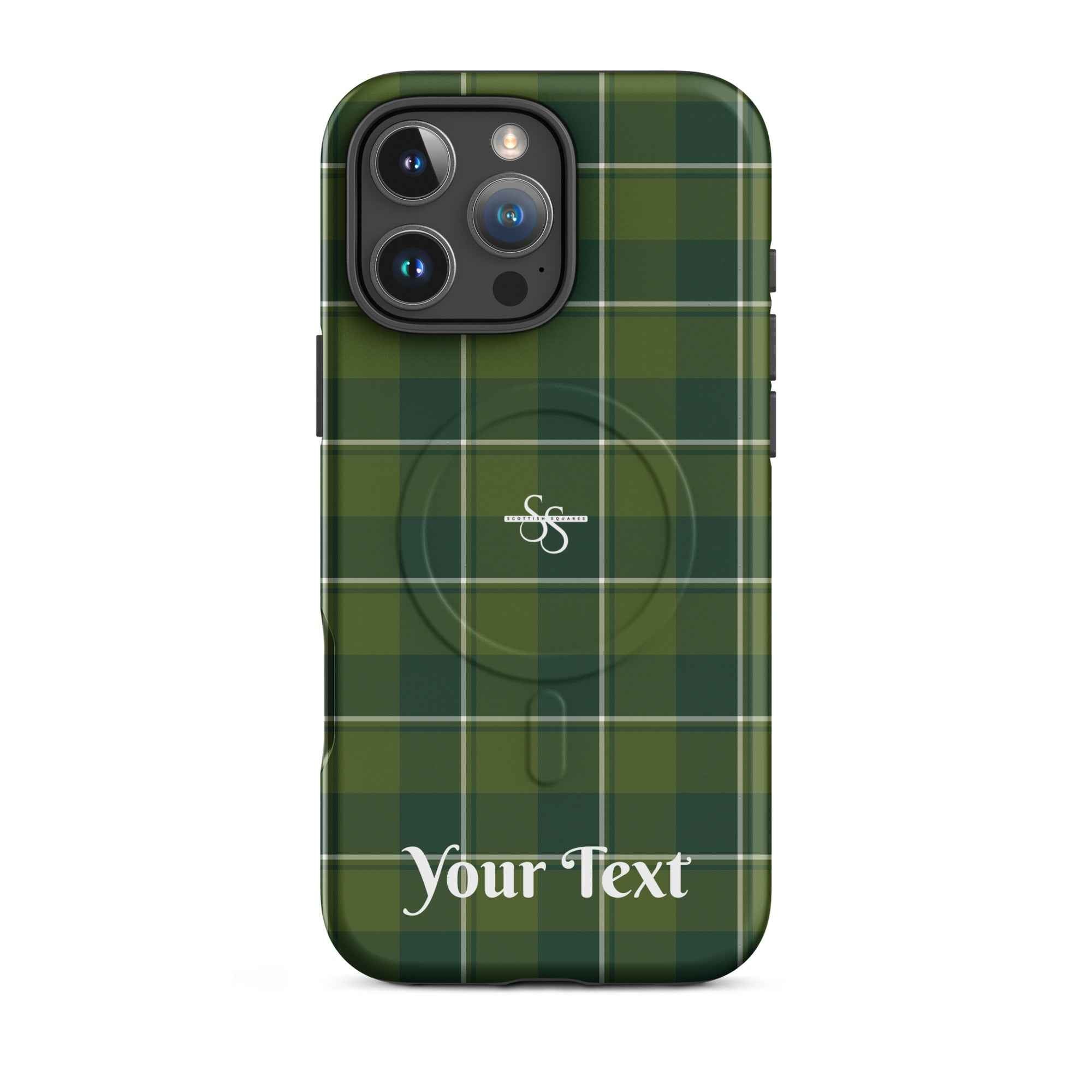 Personalized Woodland and Evergreen Plaid iPhone MagSafe Tough Case - Scottish Squares
