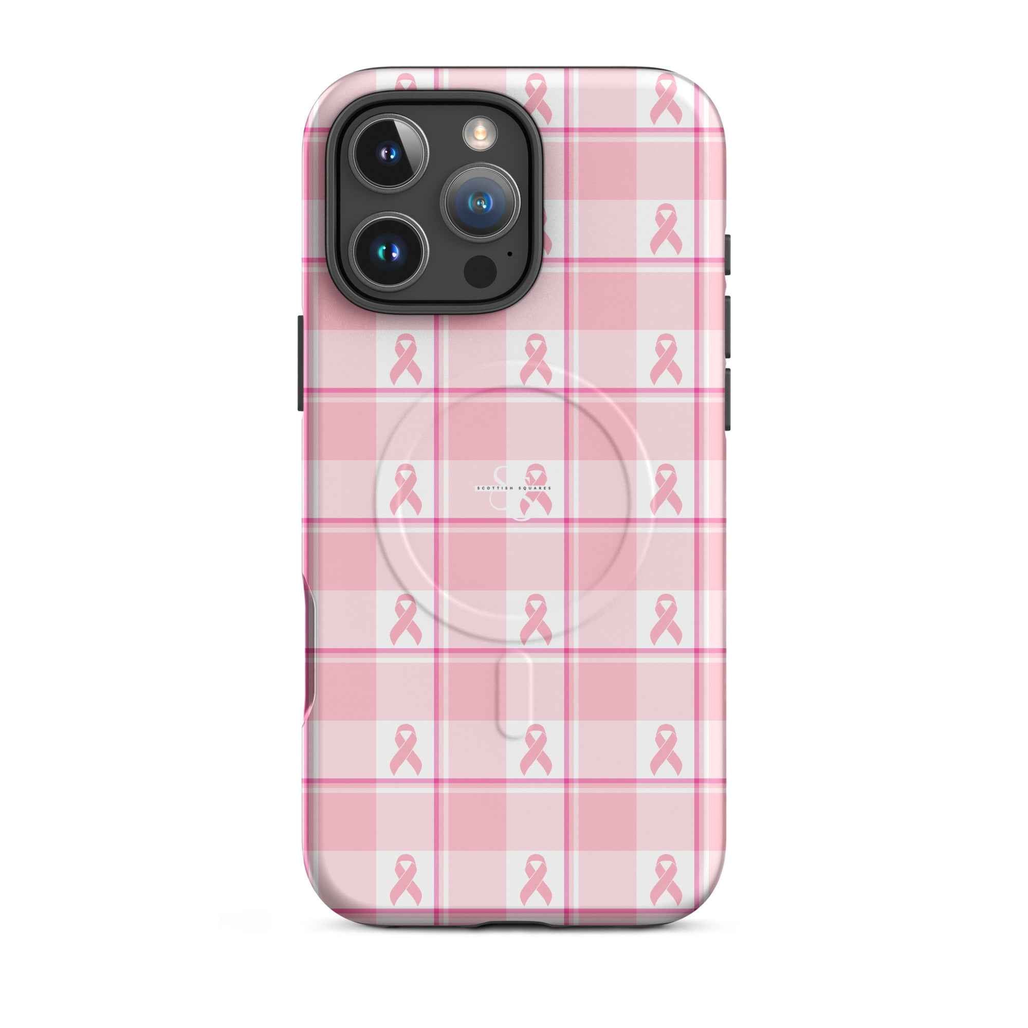 MagSafe Tough Case for iPhone Breast Cancer Awareness Plaid iPhone 16 Pro Max - Scottish Squares
