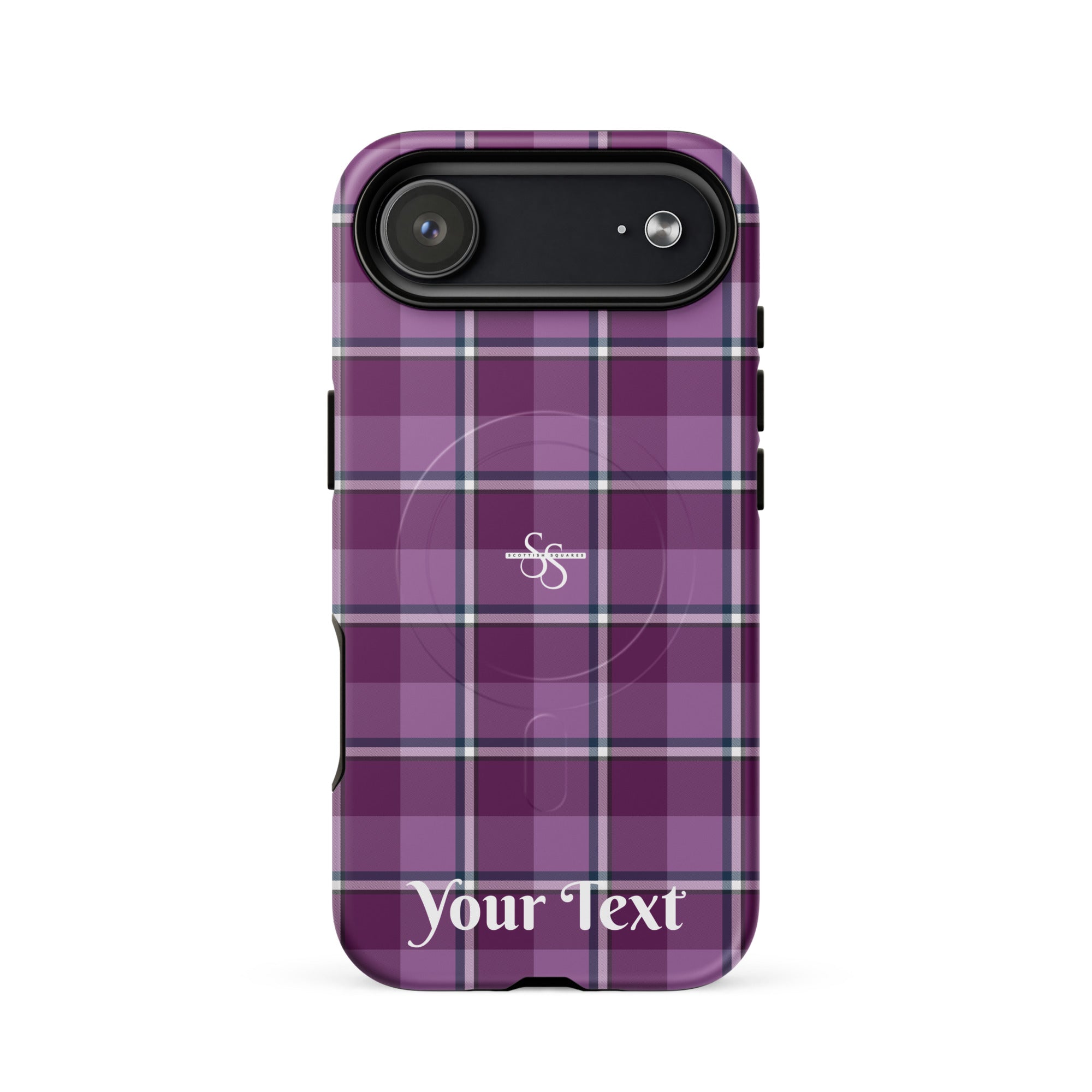 Personalized Purple and Trendy Pink Plaid iPhone MagSafe Tough Case - Scottish Squares