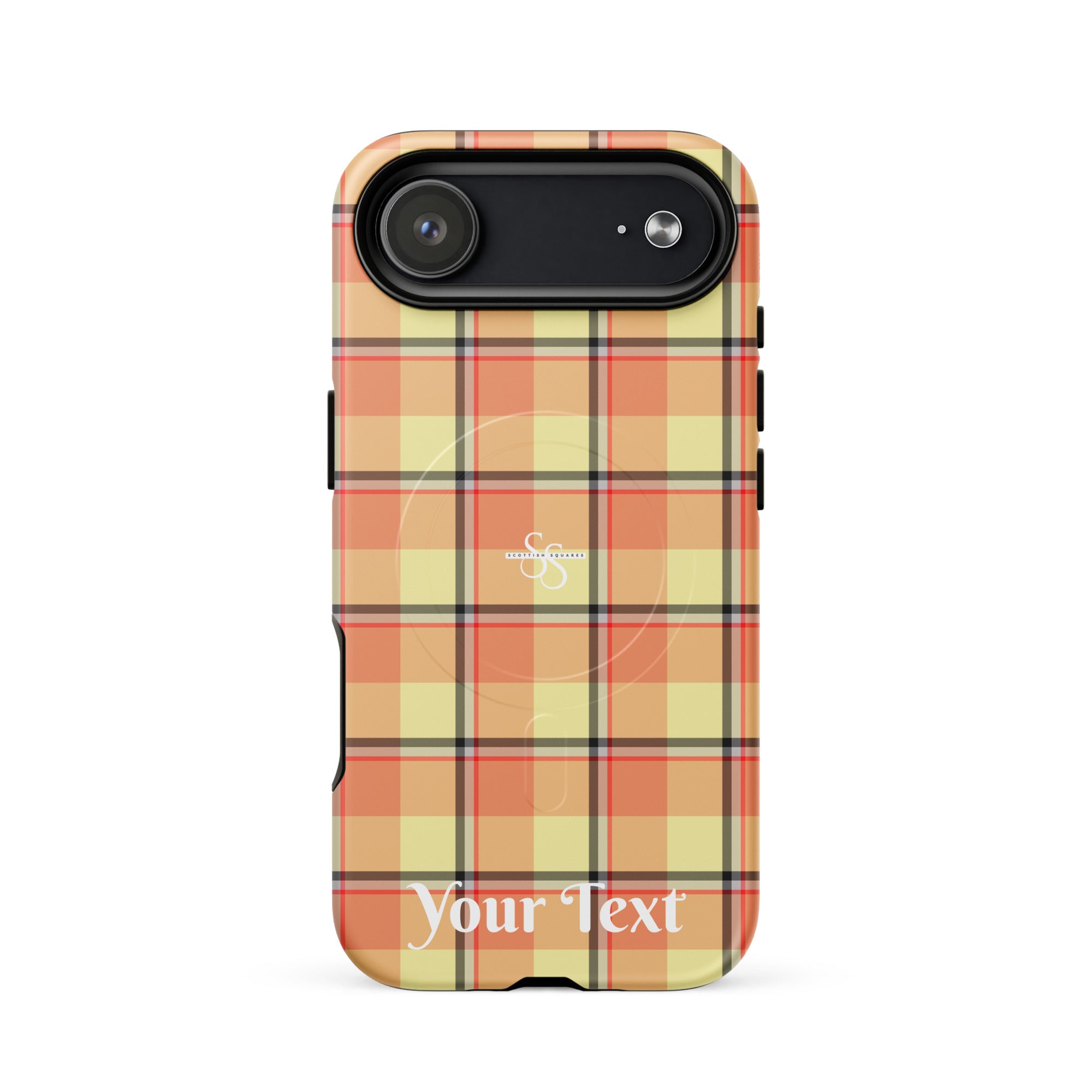 Personalized Claystone and Morning Mist Plaid iPhone MagSafe Tough Case - Scottish Squares