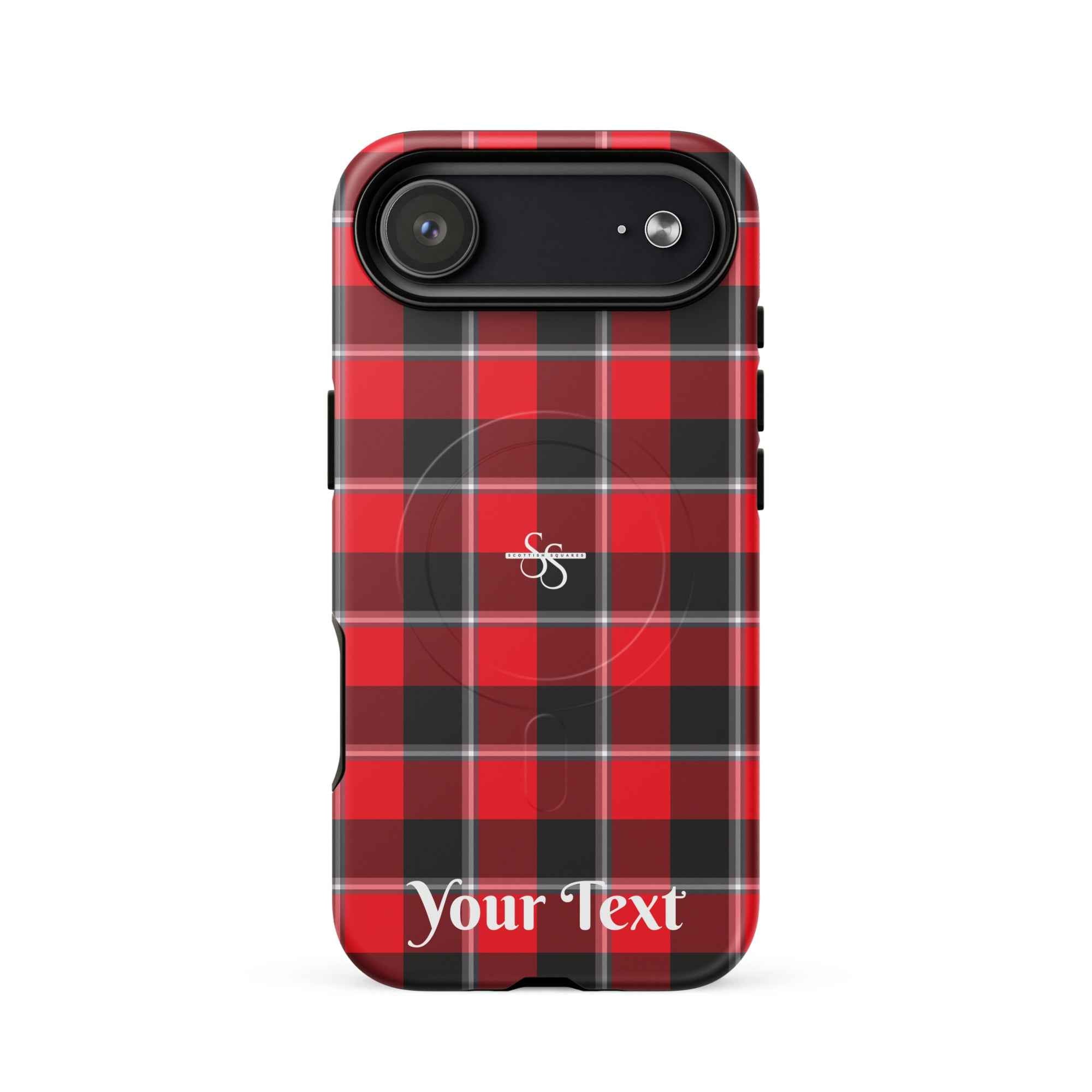 Personalized Red Ribbon and Heavy Metal Plaid iPhone MagSafe Phone Case - Scottish Squares