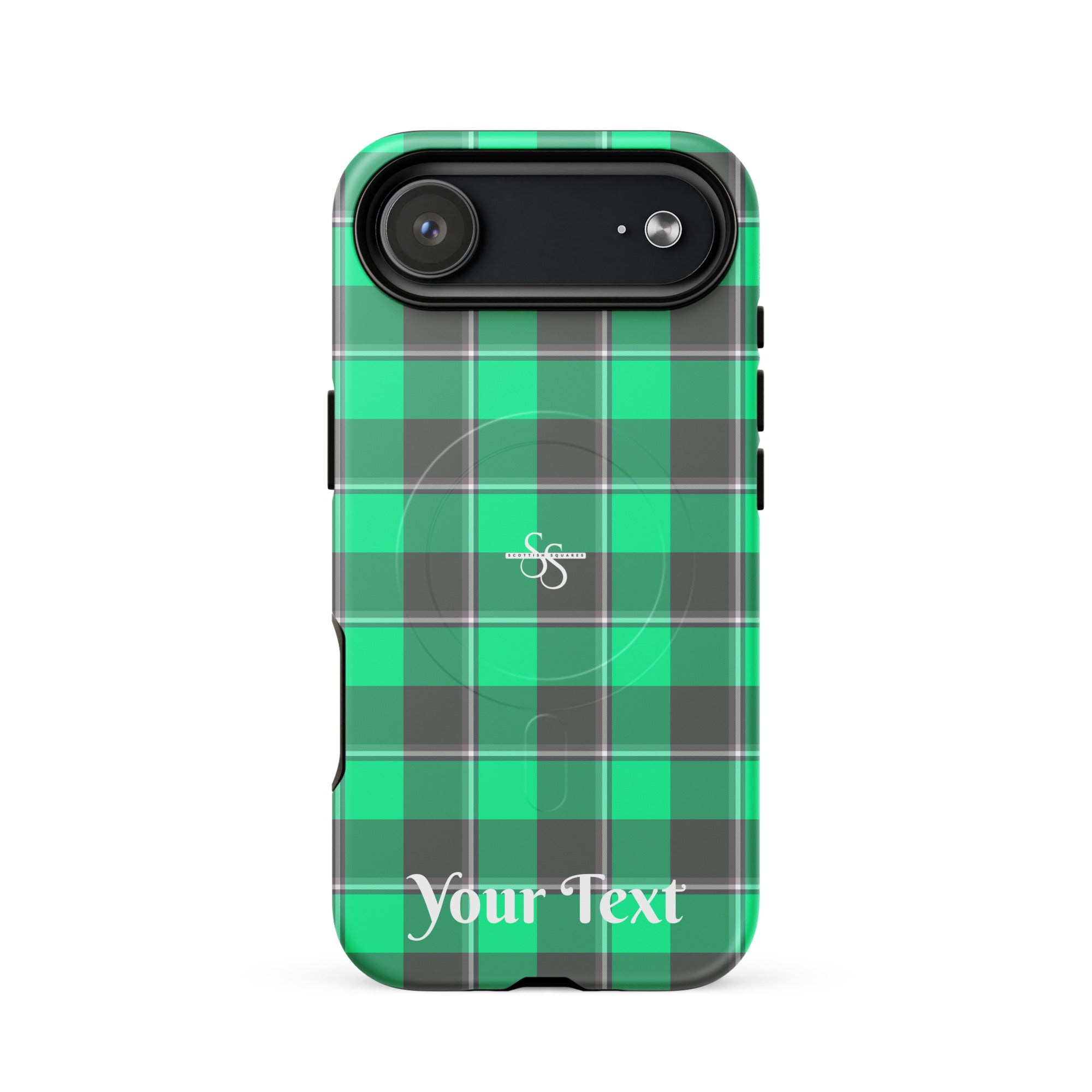 Personalized Spring Green and Finlandia Plaid iPhone MagSafe Tough Case - Scottish Squares