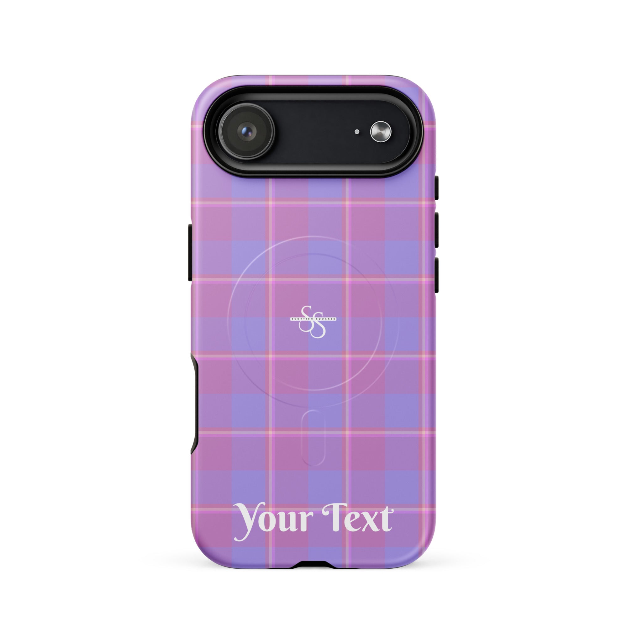Personalized Viola and Dull Lavender Plaid iPhone MagSafe Tough Case - Scottish Squares