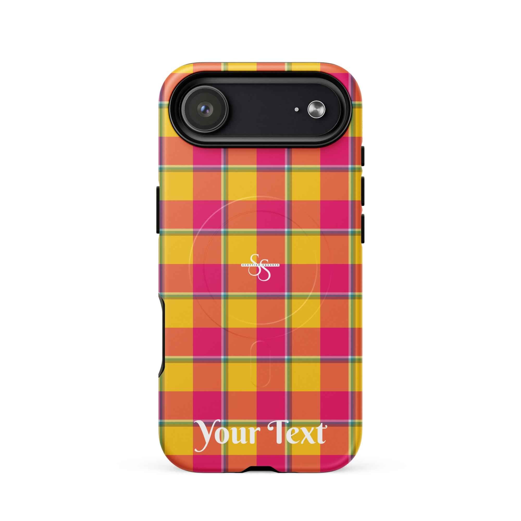 Personalized Corn and Razzmatazz Plaid iPhone MagSafe Tough Case - Scottish Squares