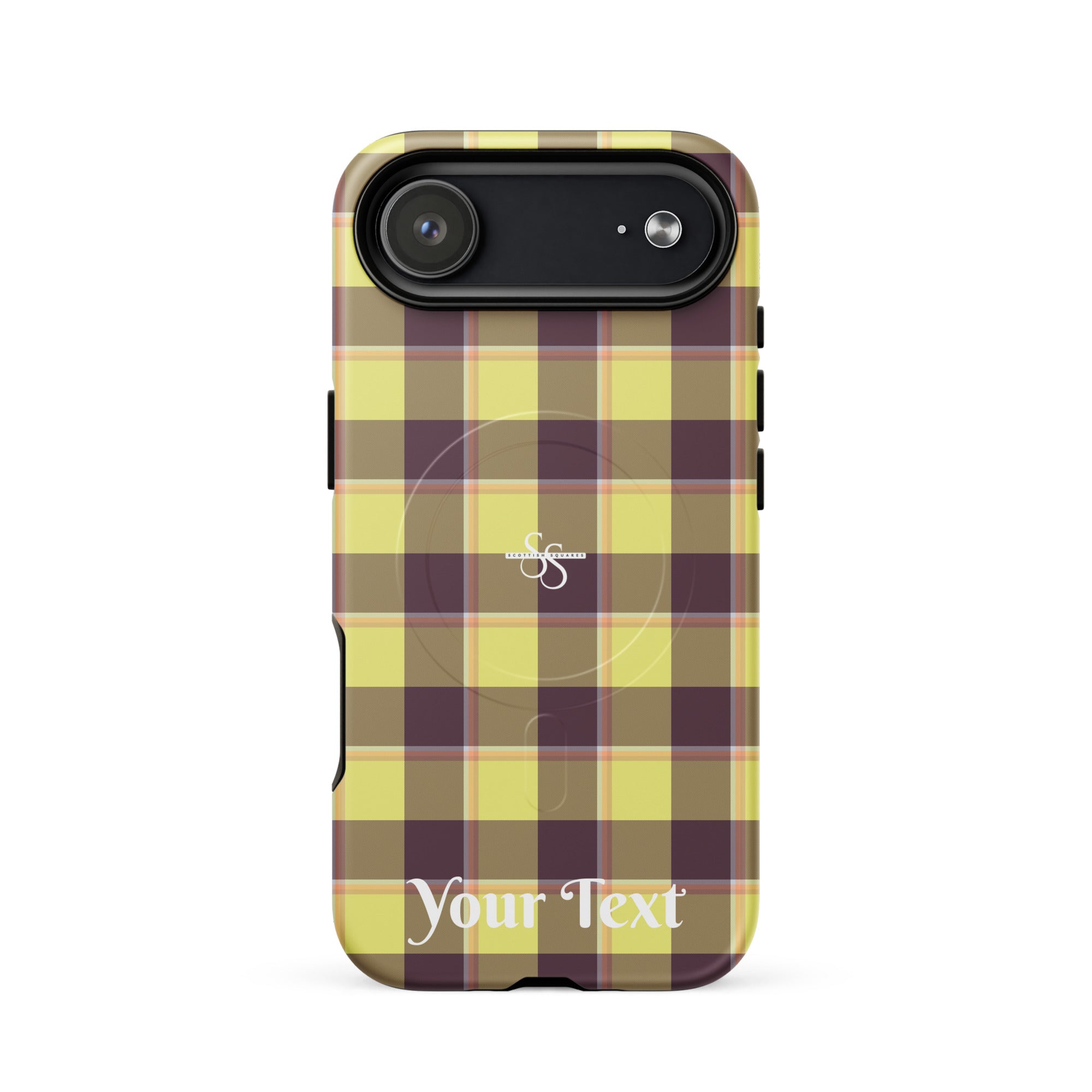 Personalized Flax and Livid Brown Plaid iPhone MagSafe Tough Case - Scottish Squares