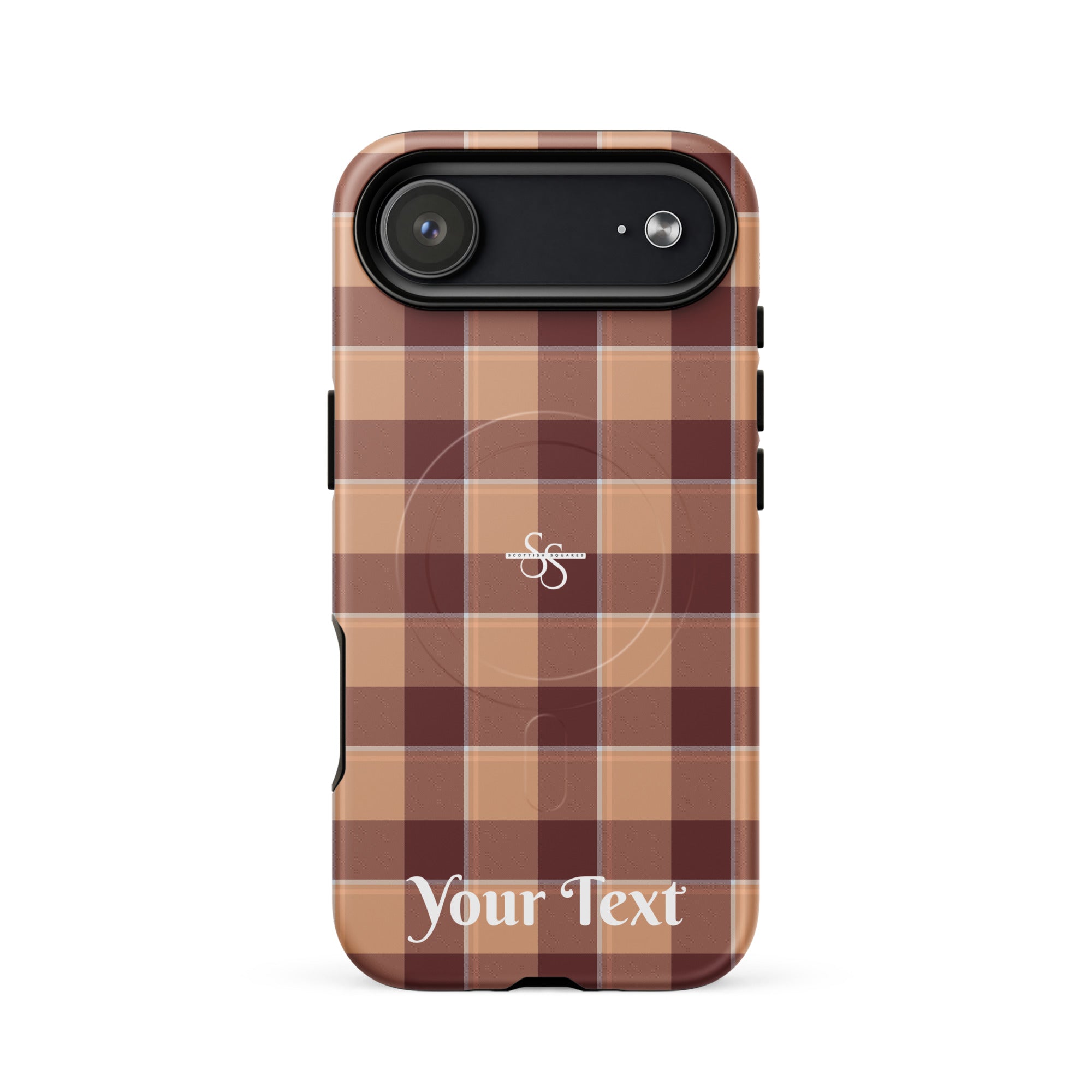 Personalized Whiskey and Livid Brown Plaid iPhone MagSafe Tough Case - Scottish Squares