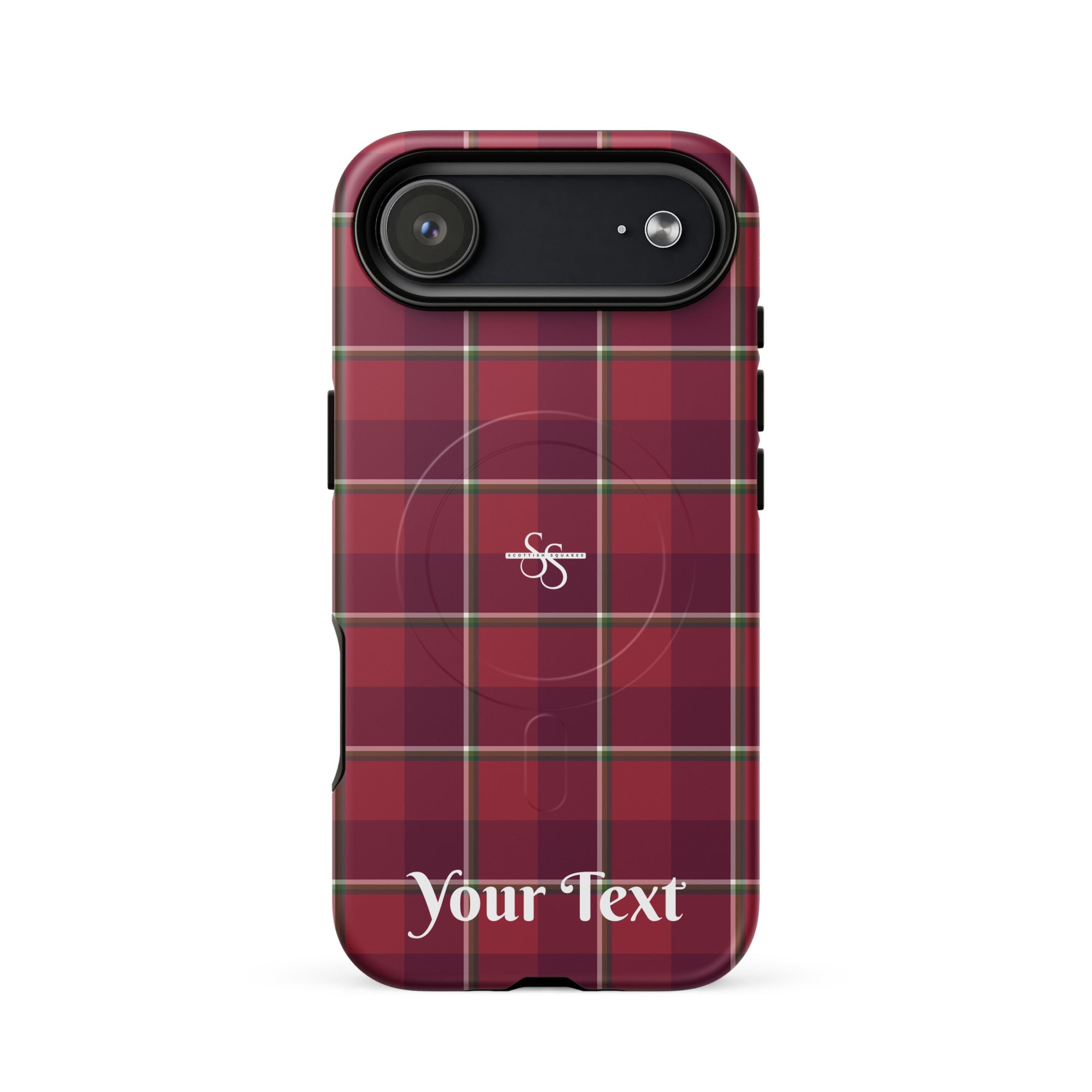 Personalized Old Brick and Cab Sav Plaid iPhone MagSafe Tough Case - Scottish Squares