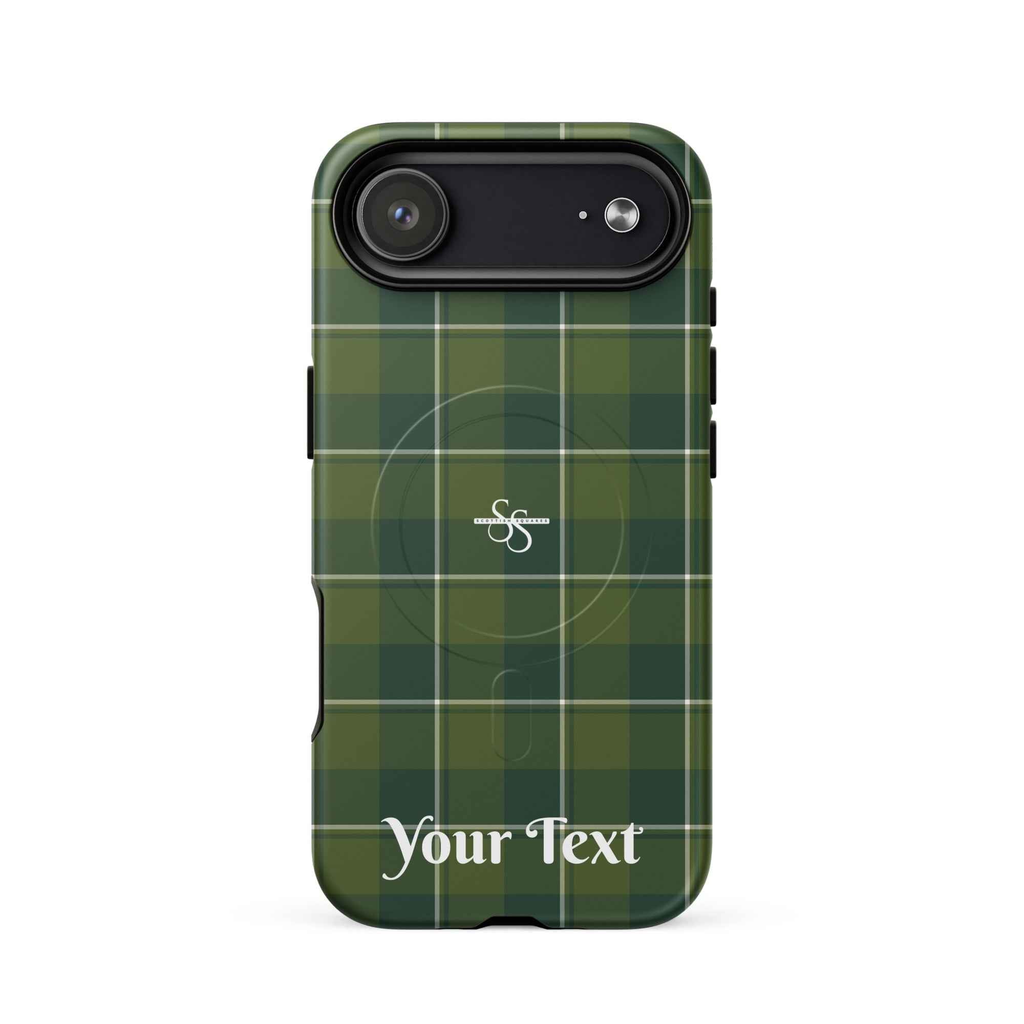 Personalized Woodland and Evergreen Plaid iPhone MagSafe Tough Case - Scottish Squares
