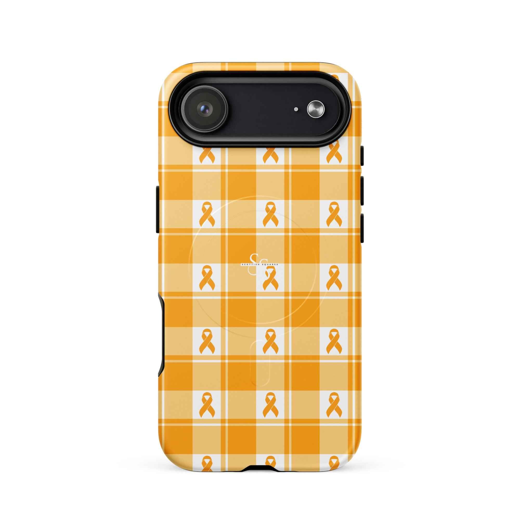 MagSafe Tough Case for iPhone Kidney Cancer Awareness Plaid, Orange Ribbon, Supportive Gift iPhone 17 Air - Scottish Squares