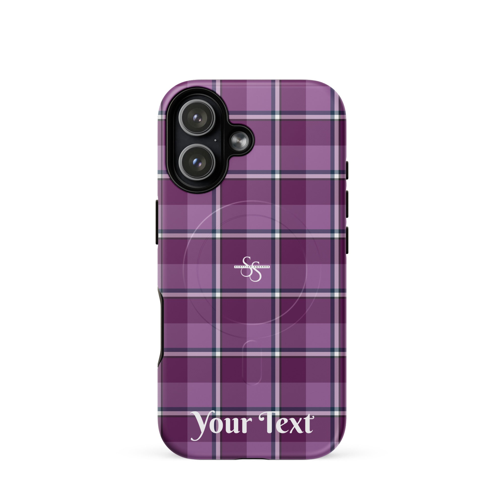 Personalized Purple and Trendy Pink Plaid iPhone MagSafe Tough Case - Scottish Squares