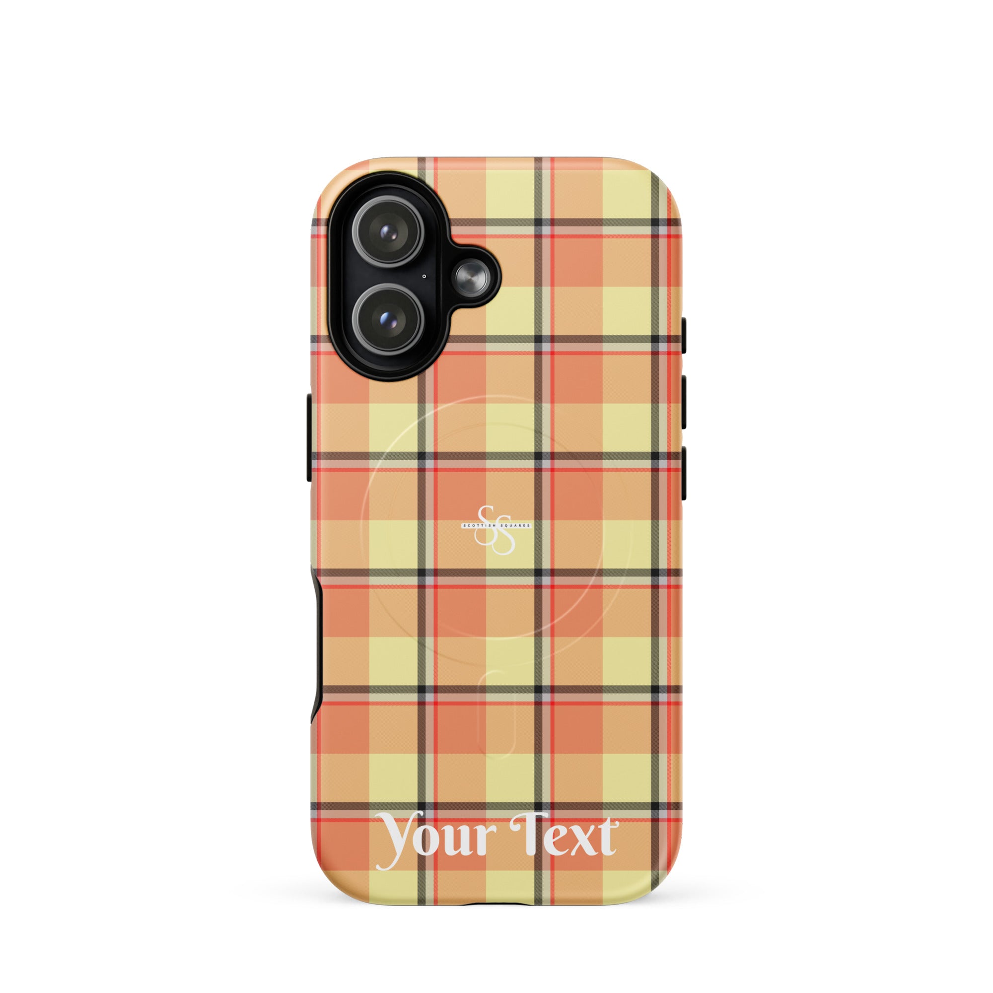 Personalized Claystone and Morning Mist Plaid iPhone MagSafe Tough Case - Scottish Squares