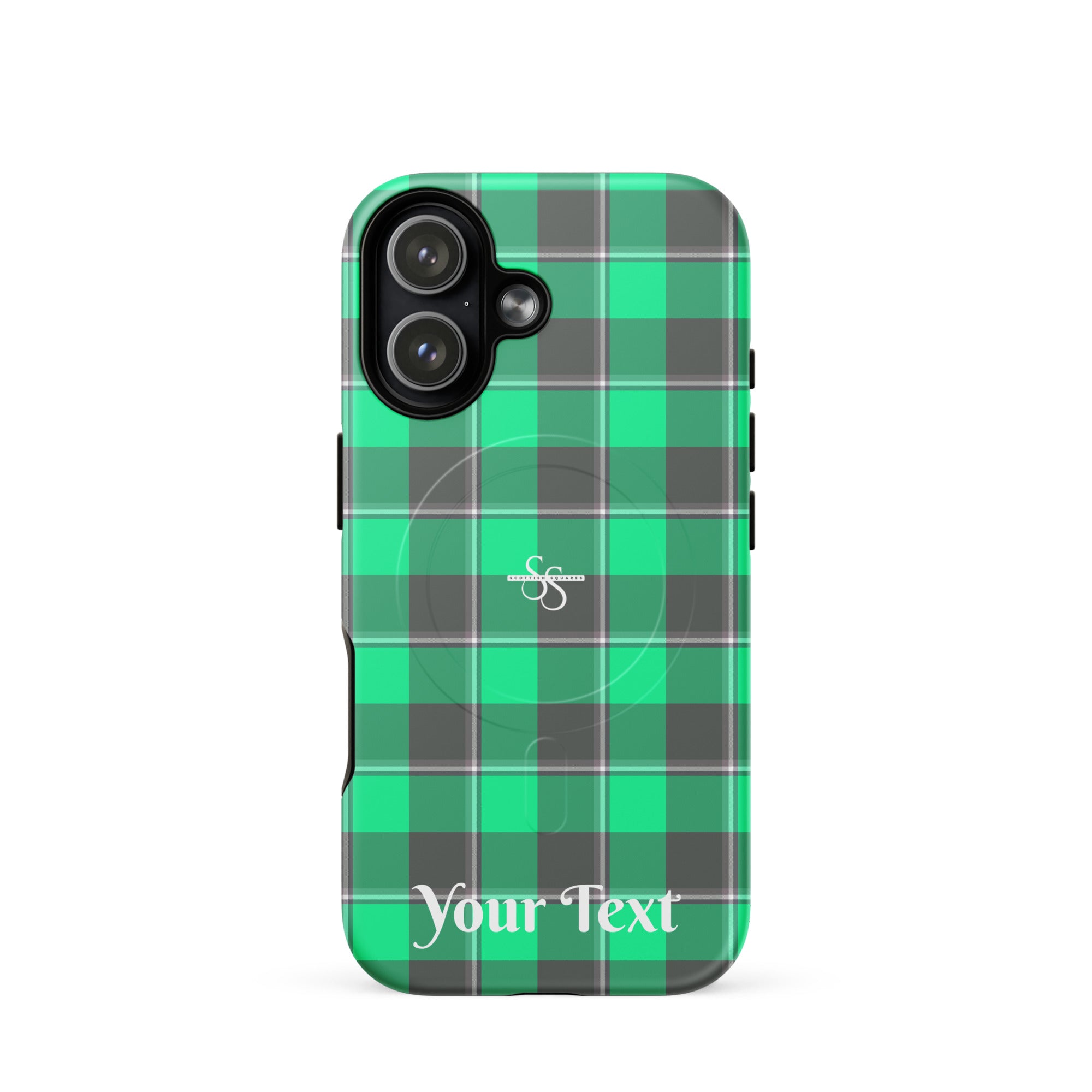 Personalized Spring Green and Finlandia Plaid iPhone MagSafe Tough Case - Scottish Squares