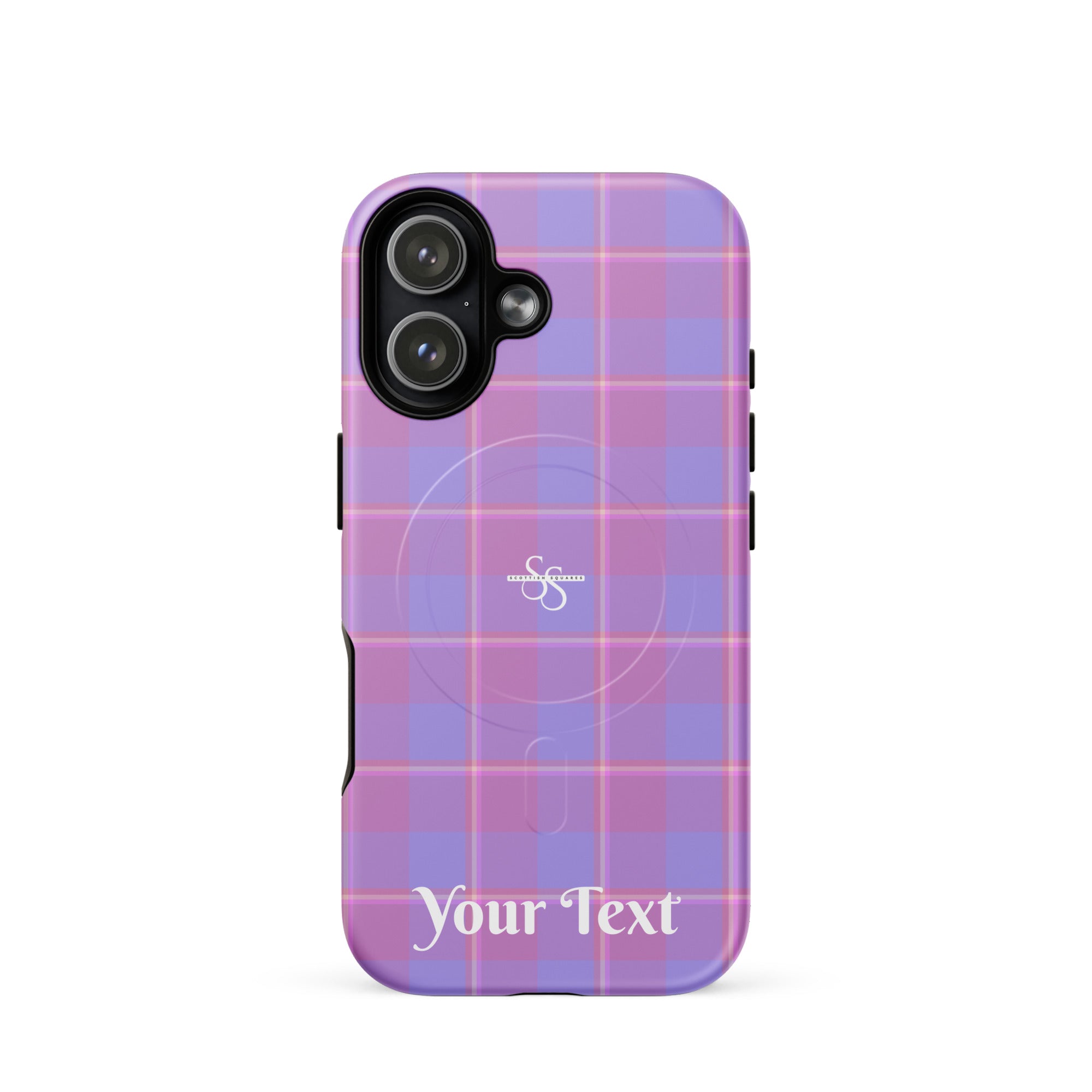 Personalized Viola and Dull Lavender Plaid iPhone MagSafe Tough Case - Scottish Squares