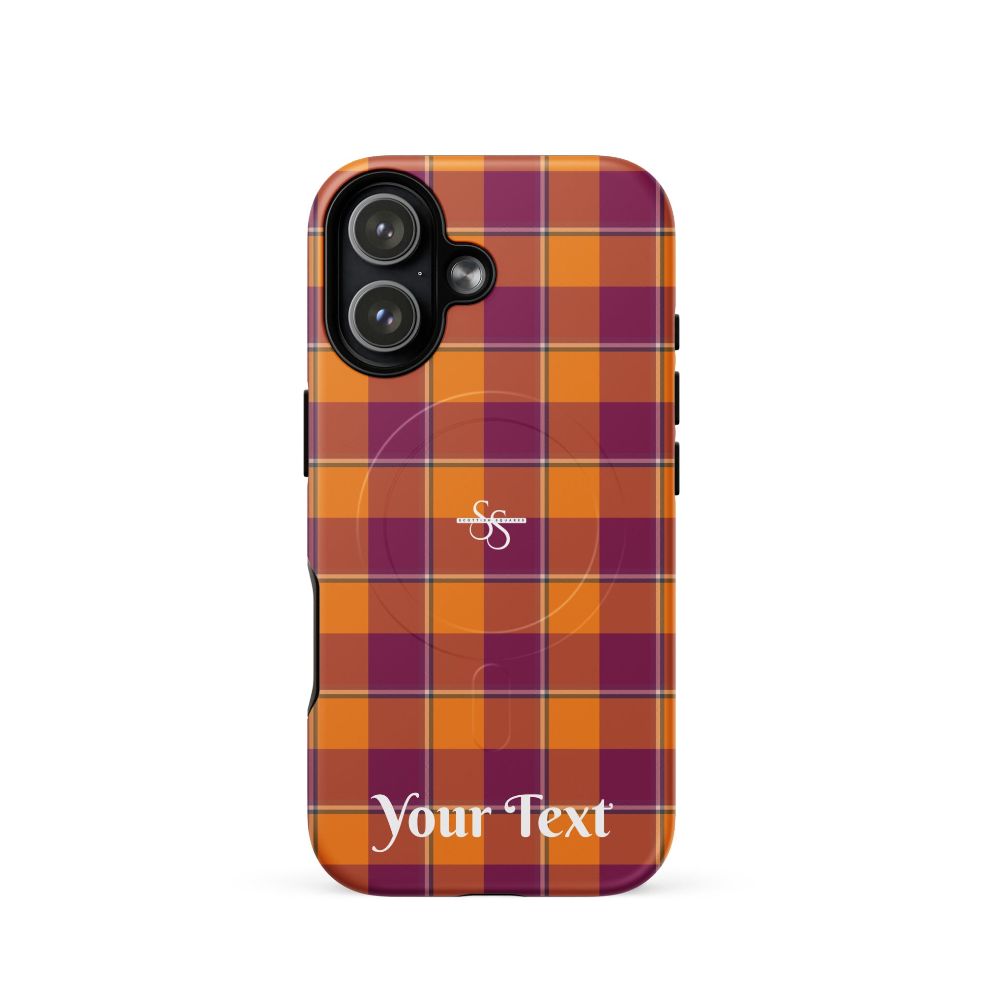 Personalized Tahiti Gold and Rose Bud Cherry Plaid iPhone MagSafe Tough Case - Scottish Squares