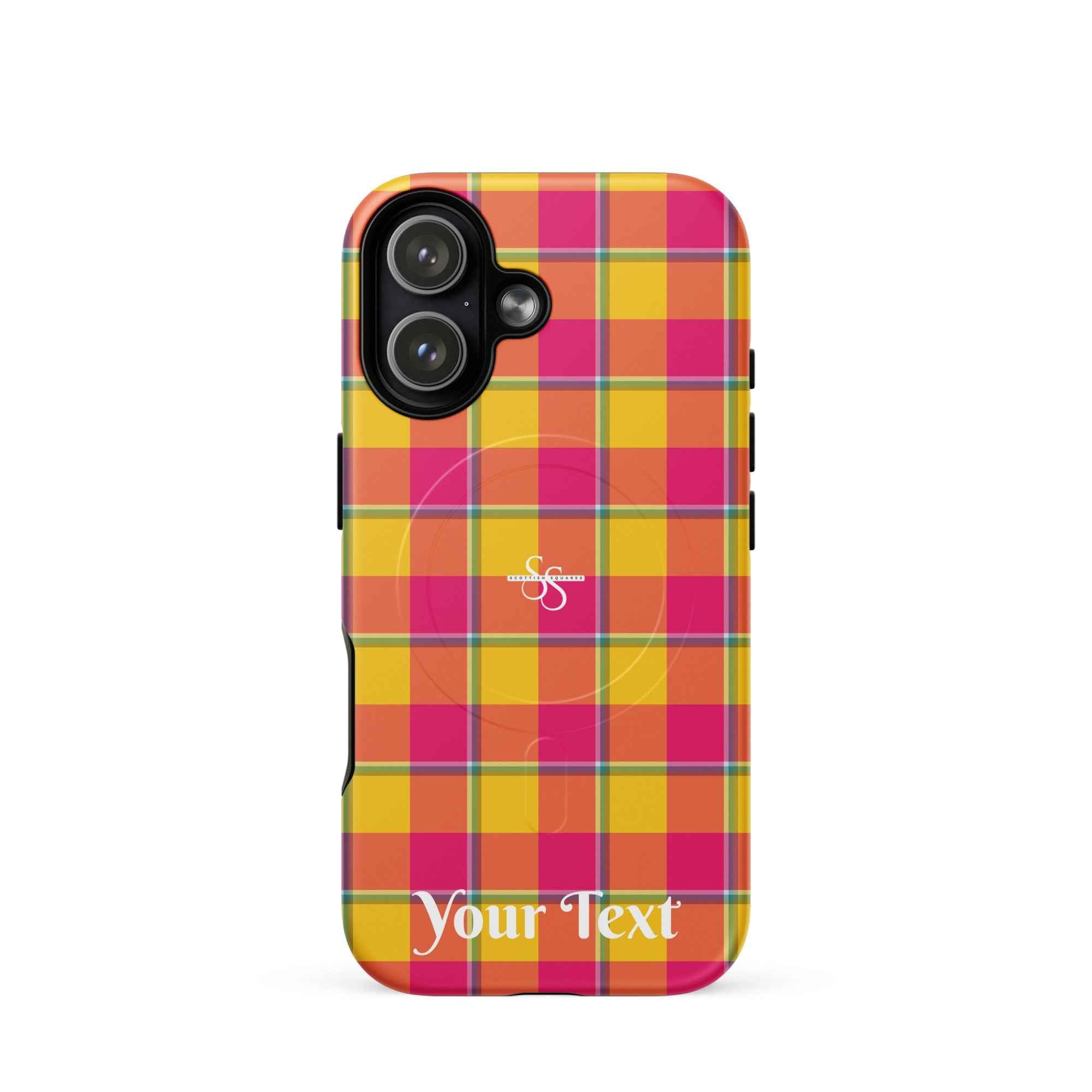 Personalized Corn and Razzmatazz Plaid iPhone MagSafe Tough Case - Scottish Squares