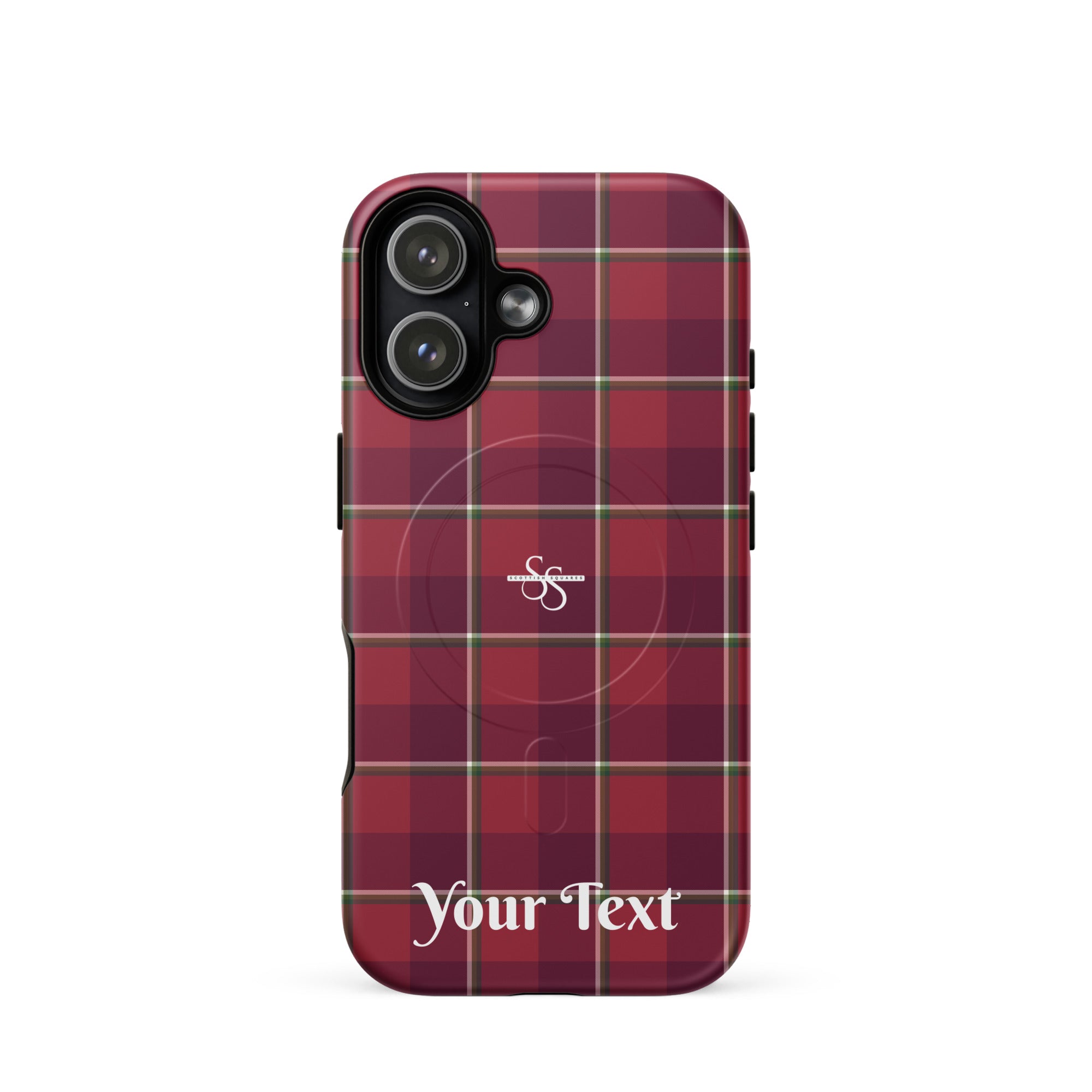 Personalized Old Brick and Cab Sav Plaid iPhone MagSafe Tough Case - Scottish Squares
