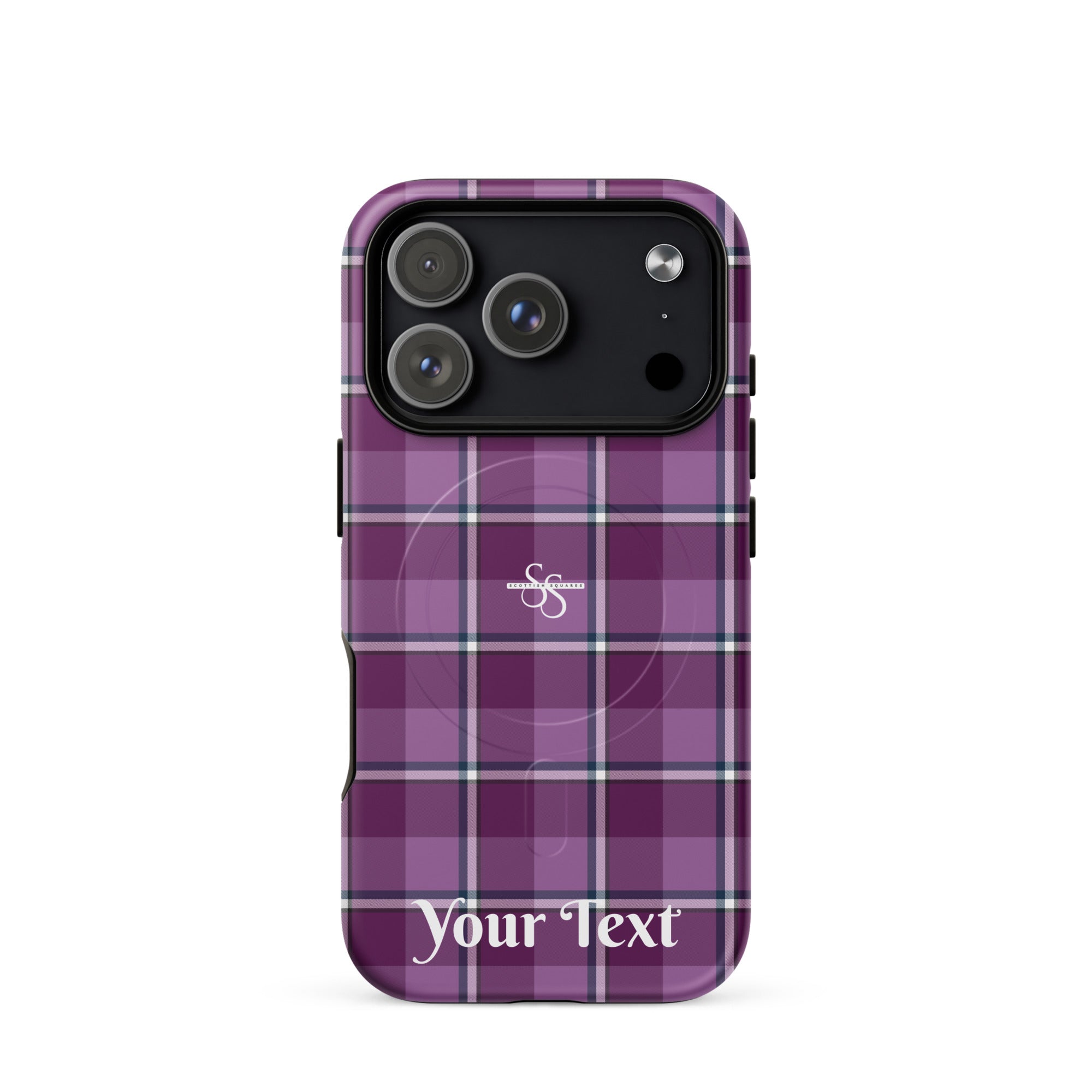 Personalized Purple and Trendy Pink Plaid iPhone MagSafe Tough Case - Scottish Squares