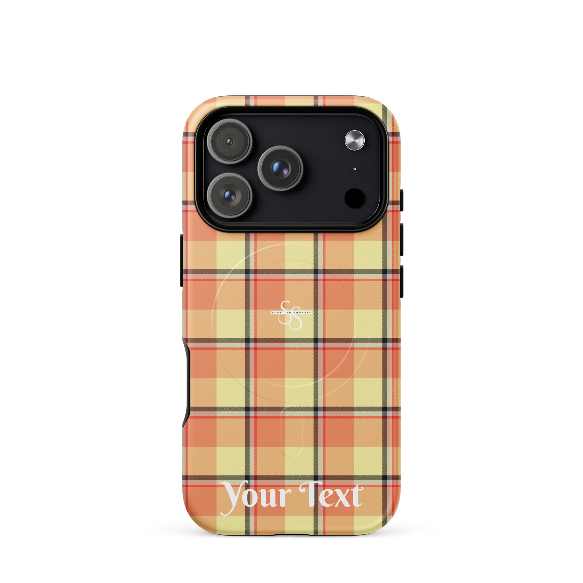 Personalized Claystone and Morning Mist Plaid iPhone MagSafe Tough Case - Scottish Squares