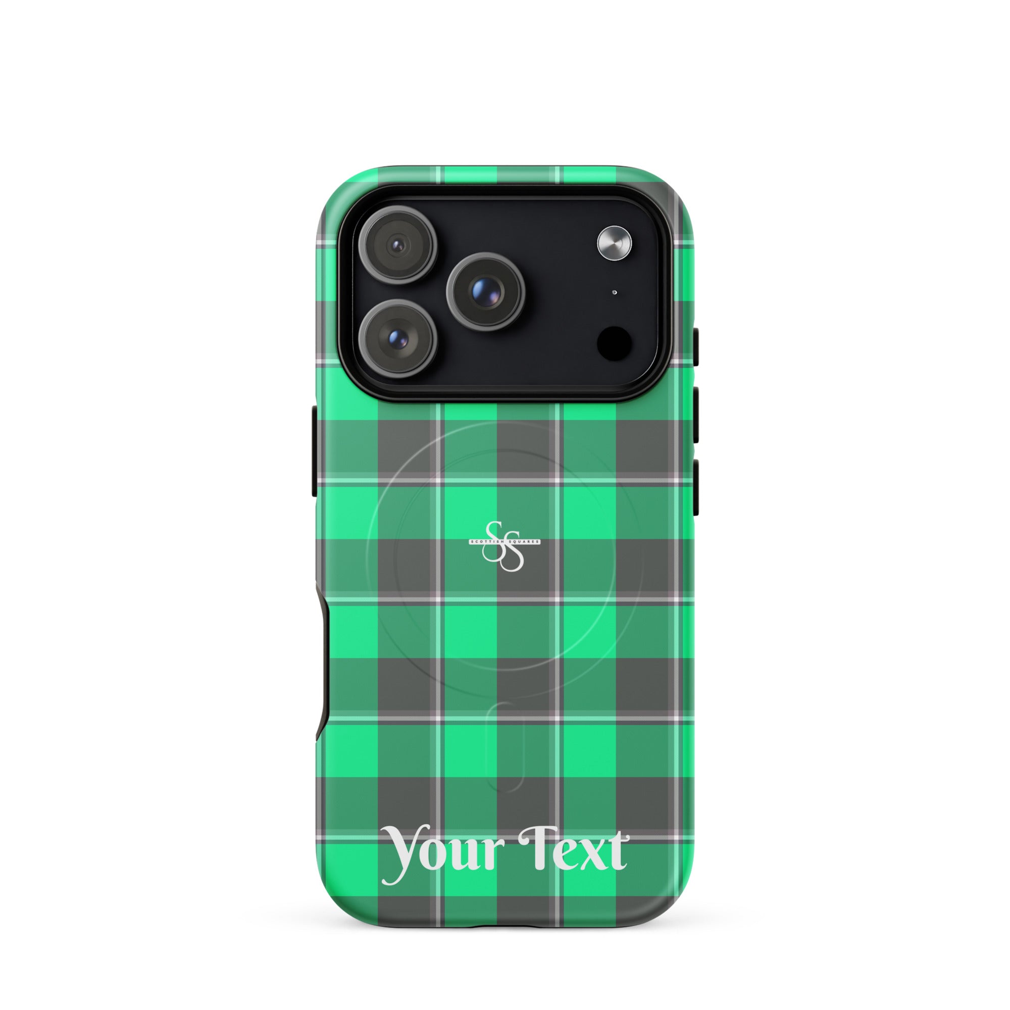 Personalized Spring Green and Finlandia Plaid iPhone MagSafe Tough Case - Scottish Squares
