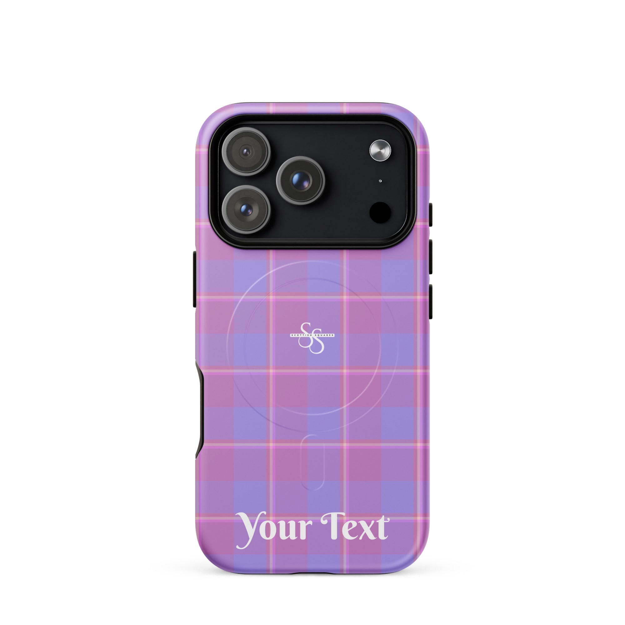 Personalized Viola and Dull Lavender Plaid iPhone MagSafe Tough Case - Scottish Squares