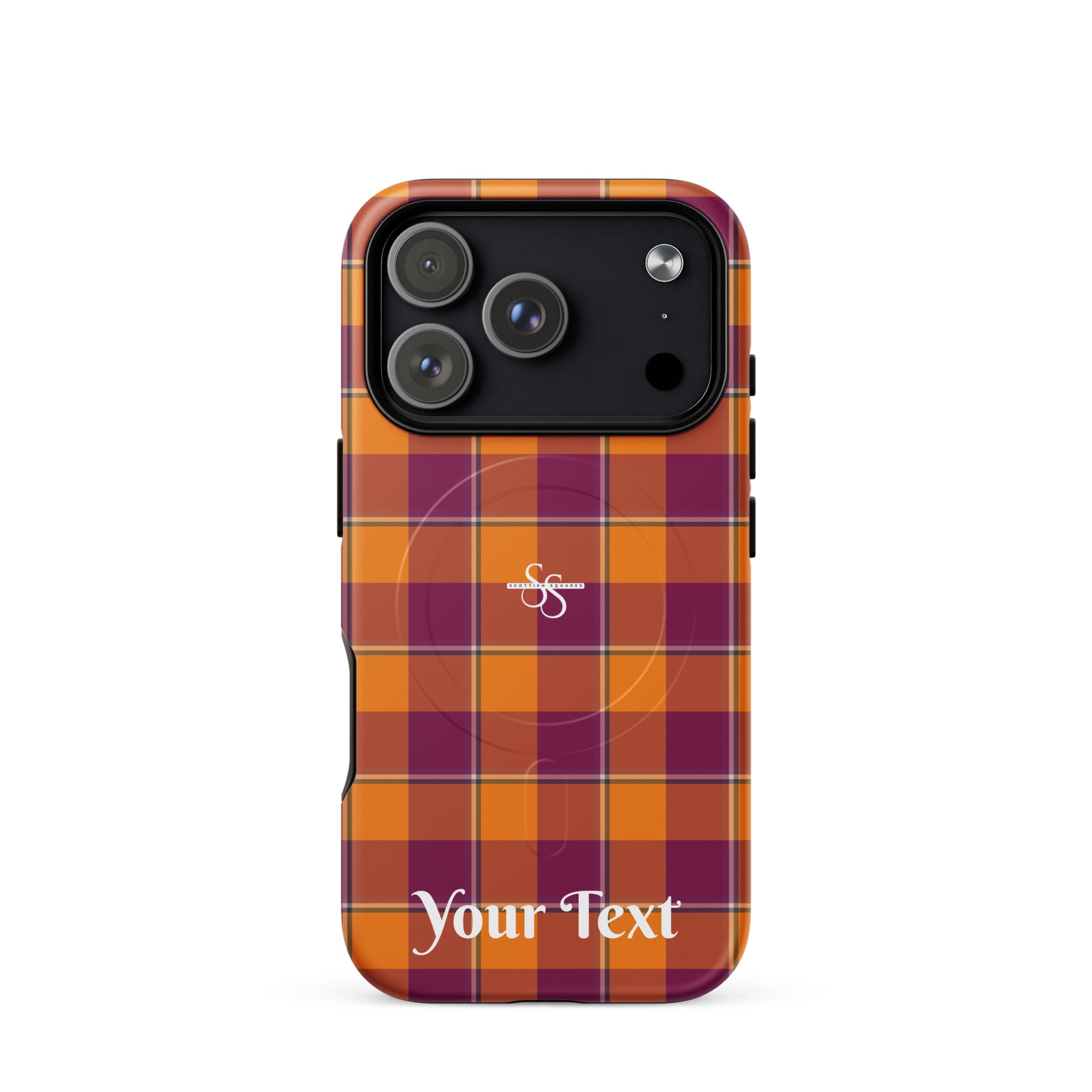 Personalized Tahiti Gold and Rose Bud Cherry Plaid iPhone MagSafe Tough Case - Scottish Squares