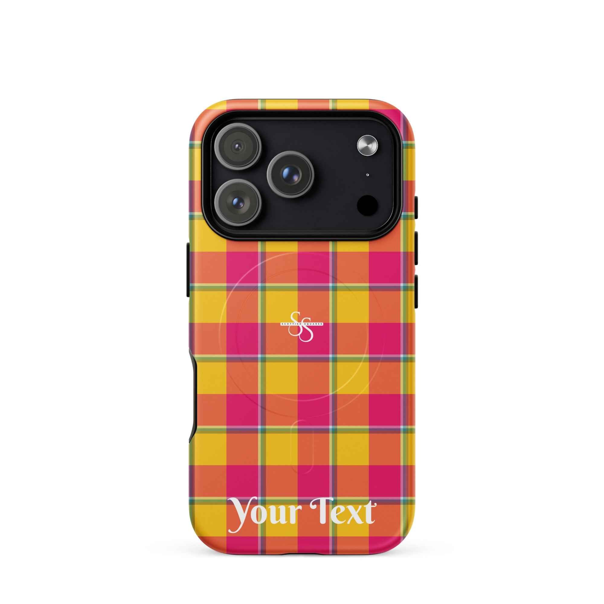 Personalized Corn and Razzmatazz Plaid iPhone MagSafe Tough Case - Scottish Squares