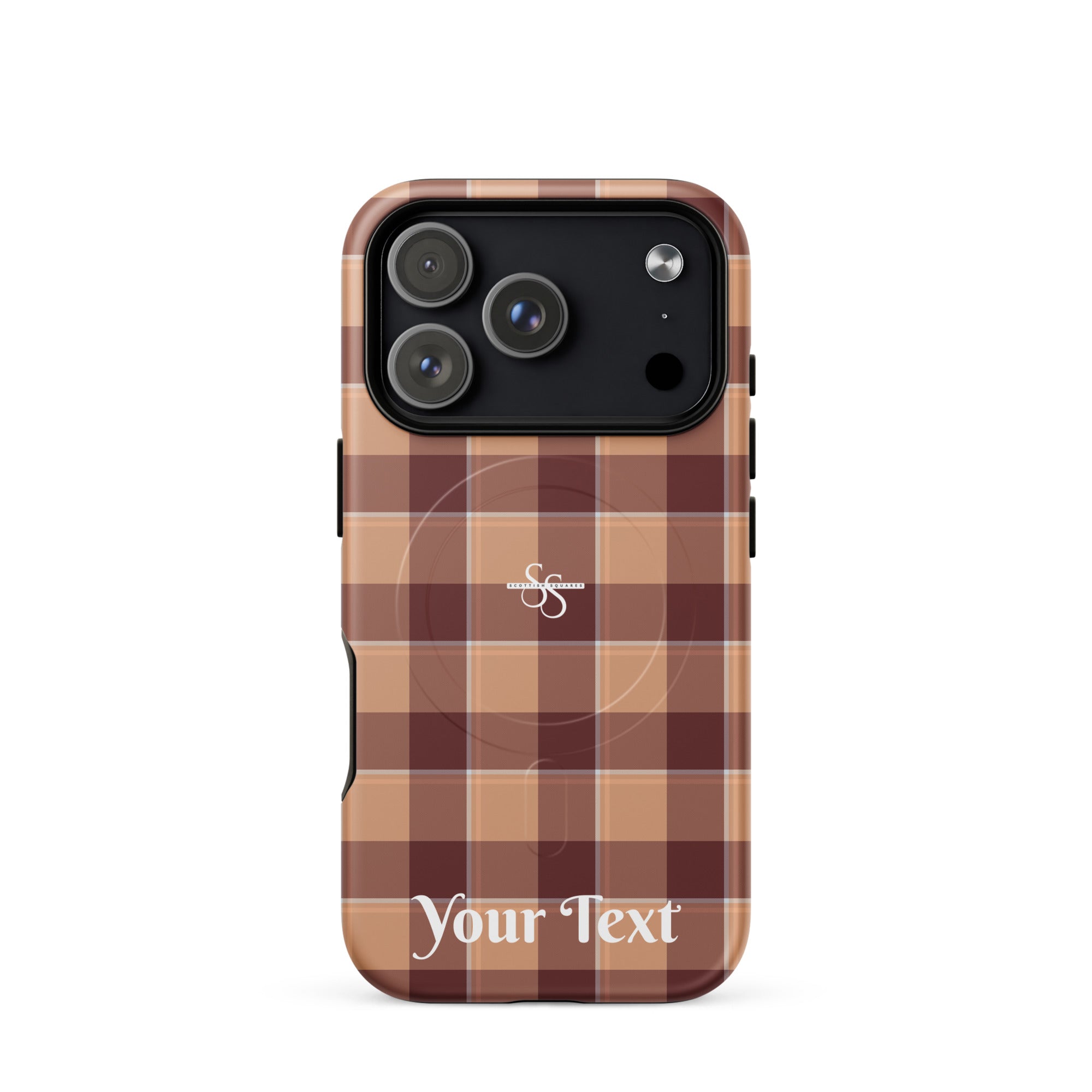 Personalized Whiskey and Livid Brown Plaid iPhone MagSafe Tough Case - Scottish Squares